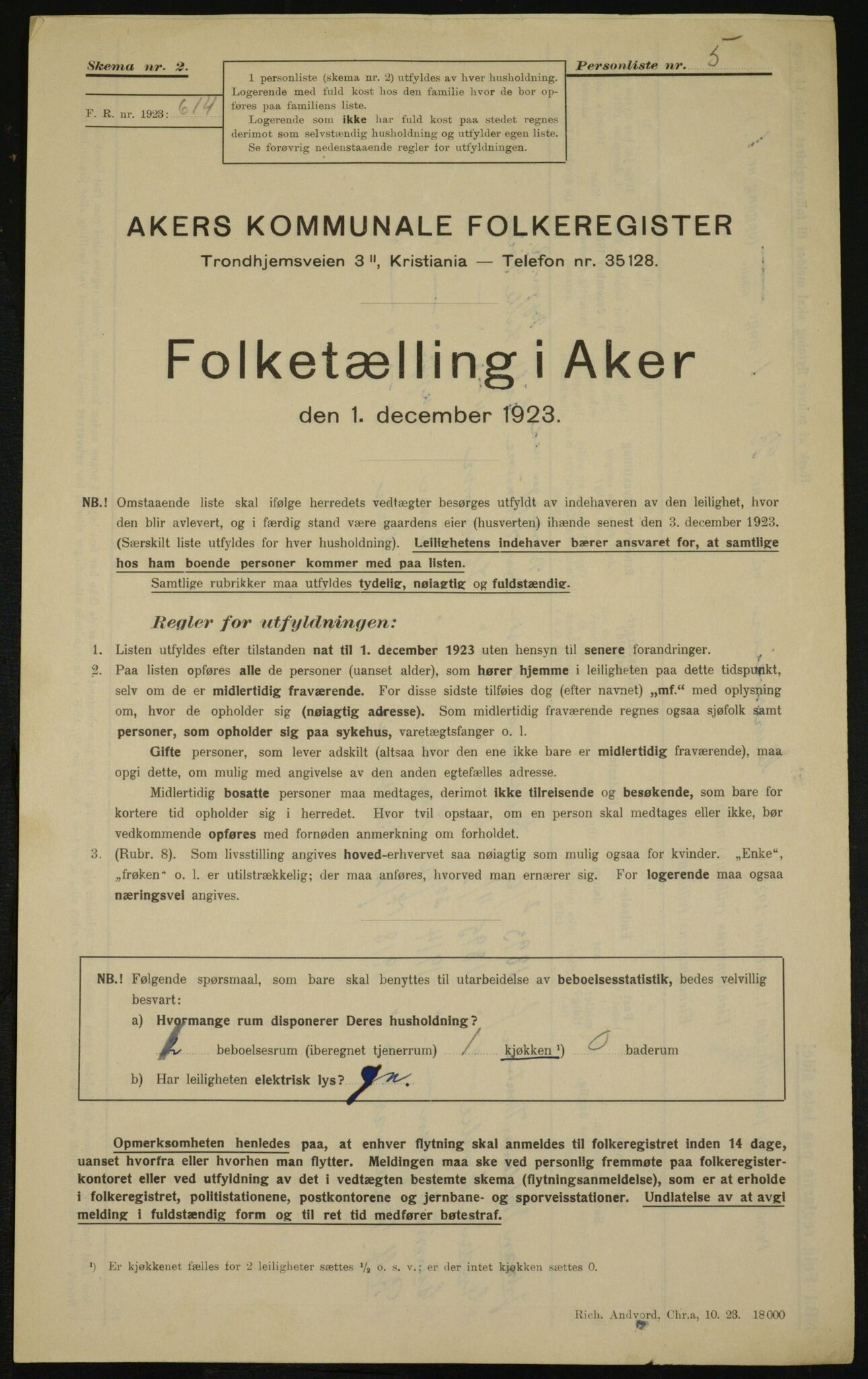 , Municipal Census 1923 for Aker, 1923, p. 26854