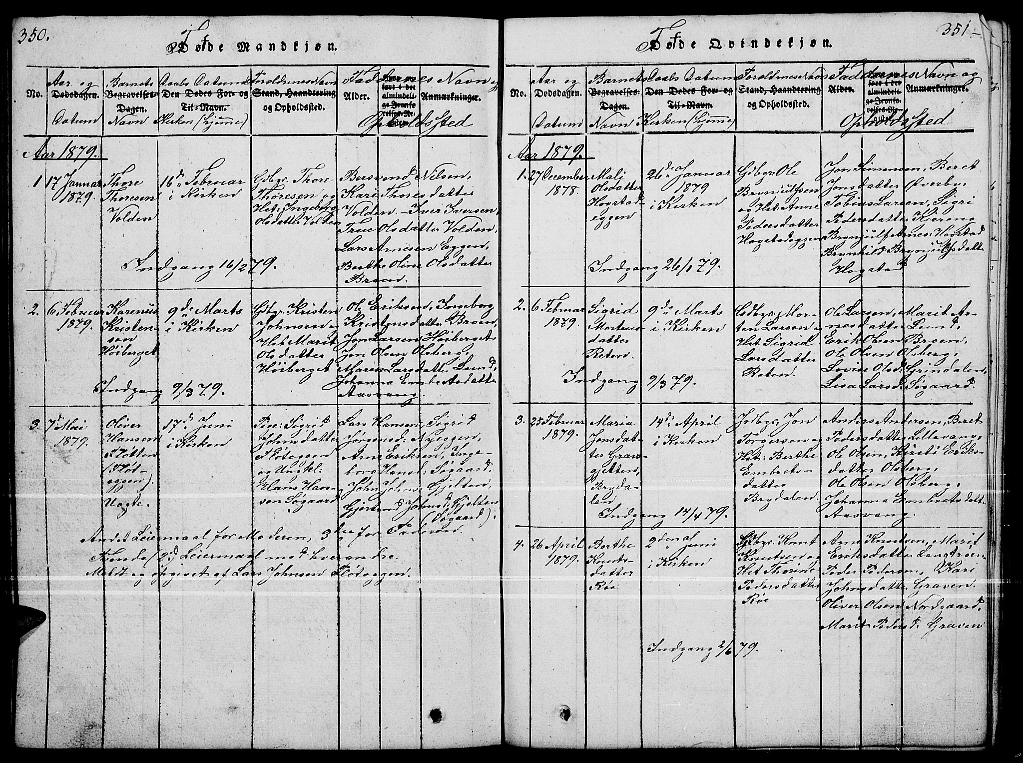 Tynset prestekontor, SAH/PREST-058/H/Ha/Hab/L0004: Parish register (copy) no. 4, 1814-1879, p. 350-351