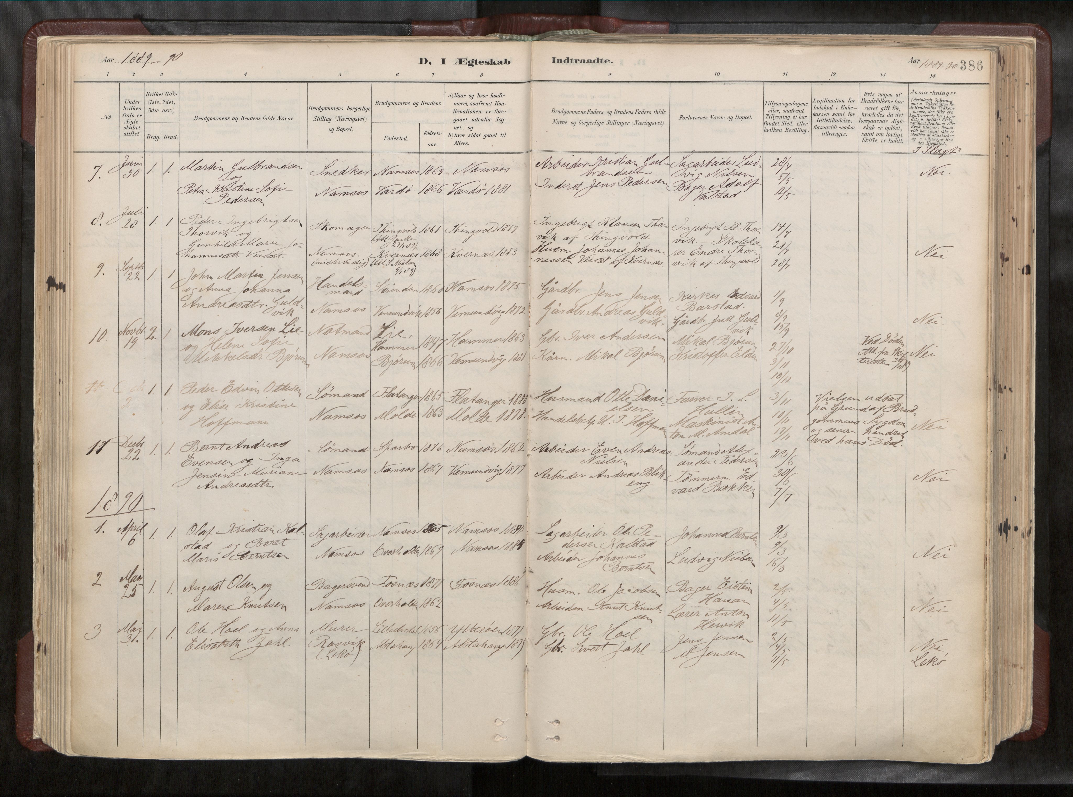 Ministerialprotokoller, klokkerbøker og fødselsregistre - Nord-Trøndelag, SAT/A-1458/768/L0579a: Parish register (official) no. 768A14, 1887-1931, p. 386