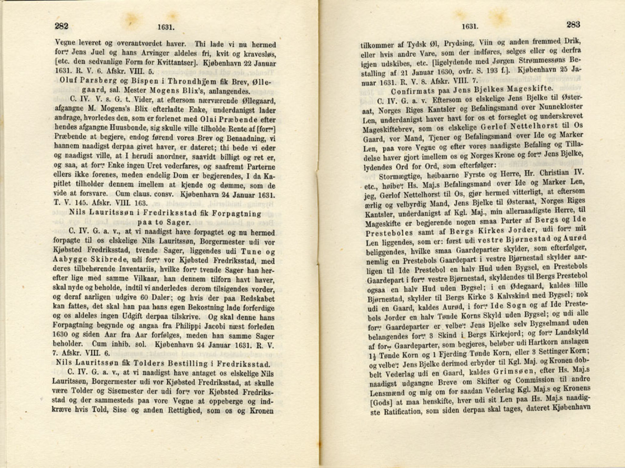 Publikasjoner utgitt av Det Norske Historiske Kildeskriftfond, PUBL/-/-/-: Norske Rigs-Registranter, bind 6, 1628-1634, p. 282-283