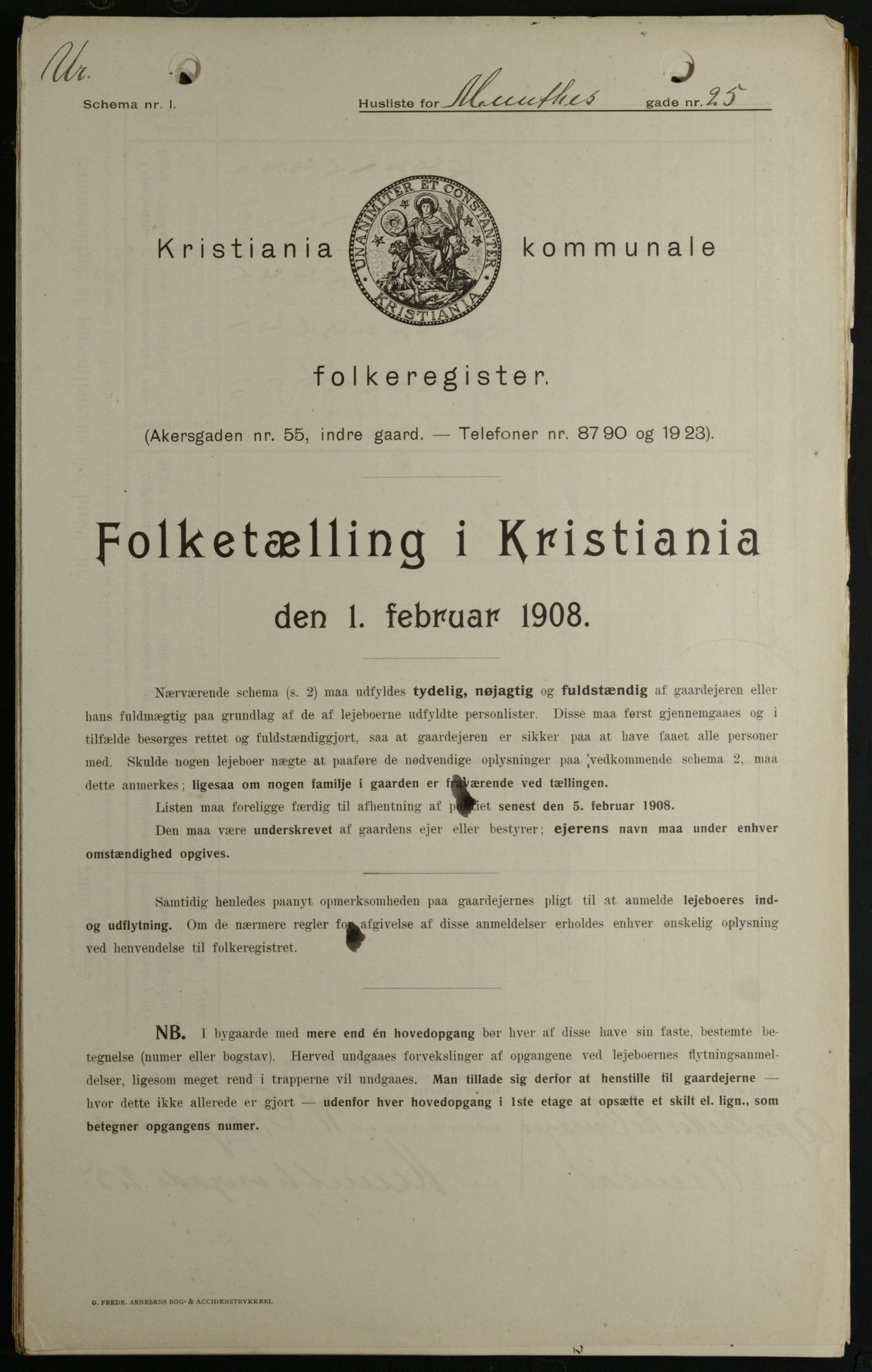 OBA, Municipal Census 1908 for Kristiania, 1908, p. 61002