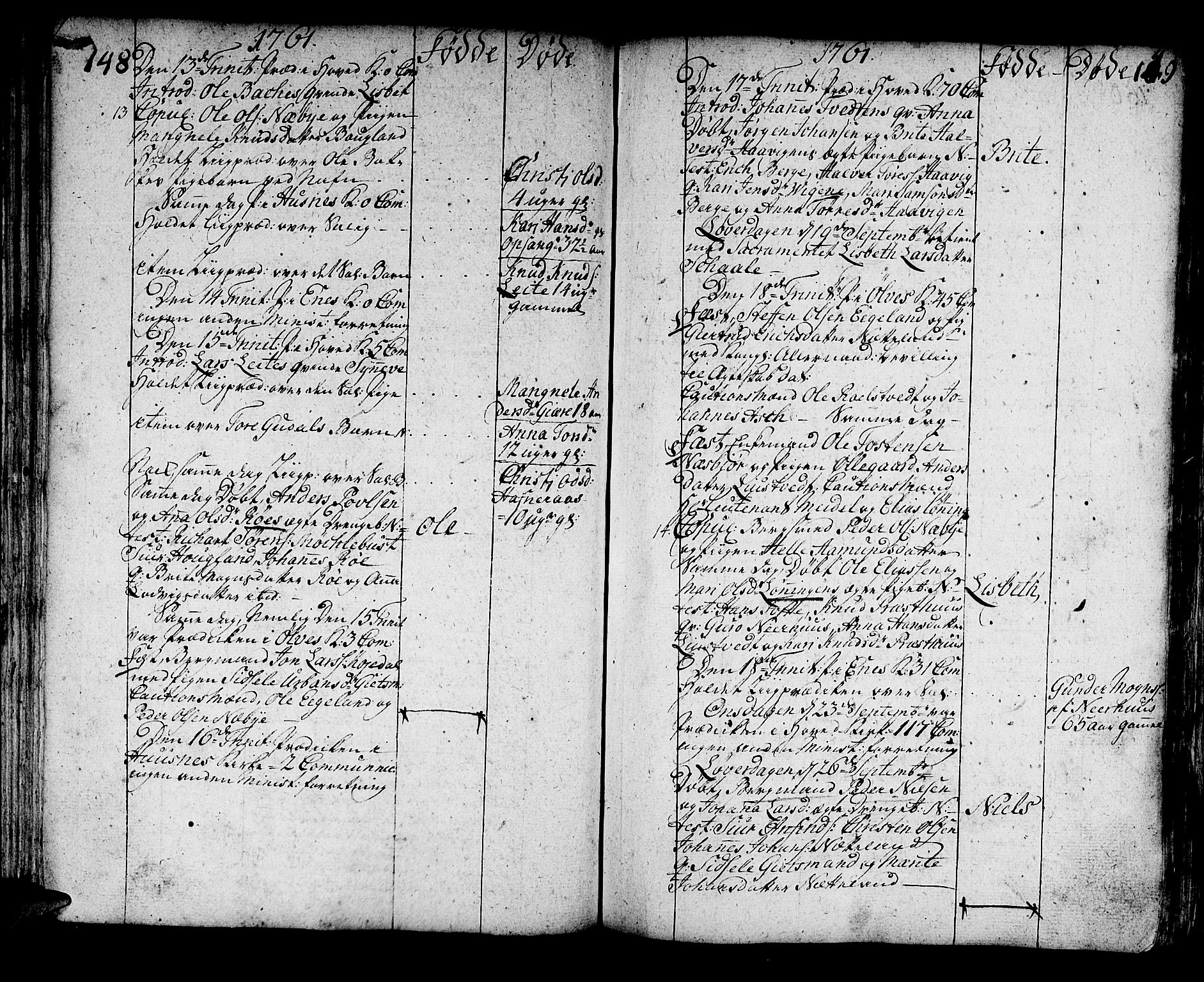 Kvinnherad sokneprestembete, AV/SAB-A-76401/H/Haa: Parish register (official) no. A 3, 1754-1777, p. 148-149