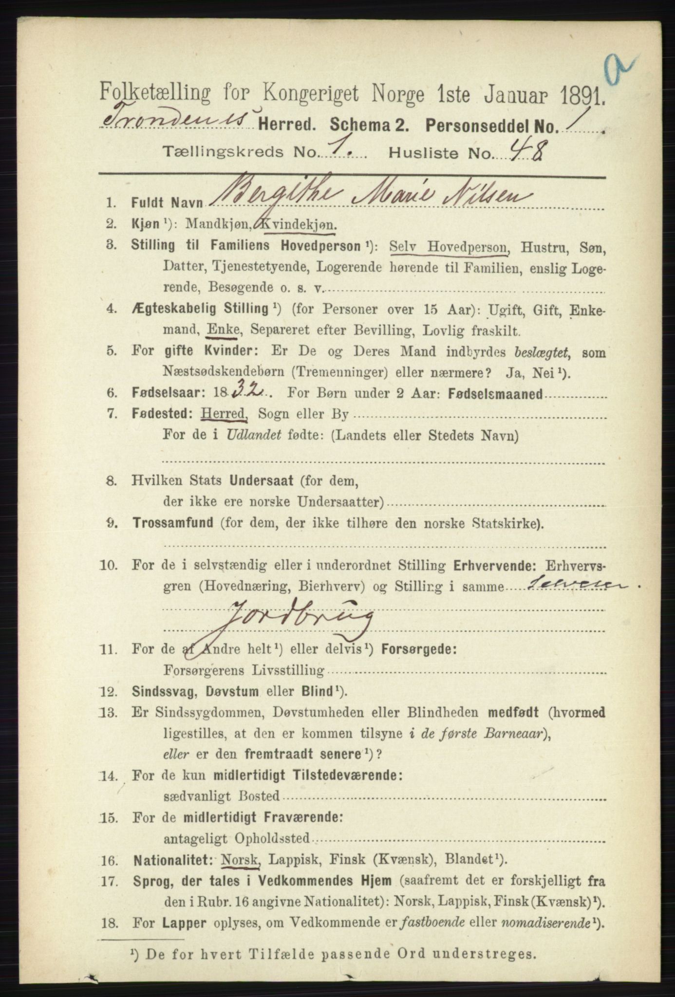 RA, 1891 census for 1914 Trondenes, 1891, p. 435