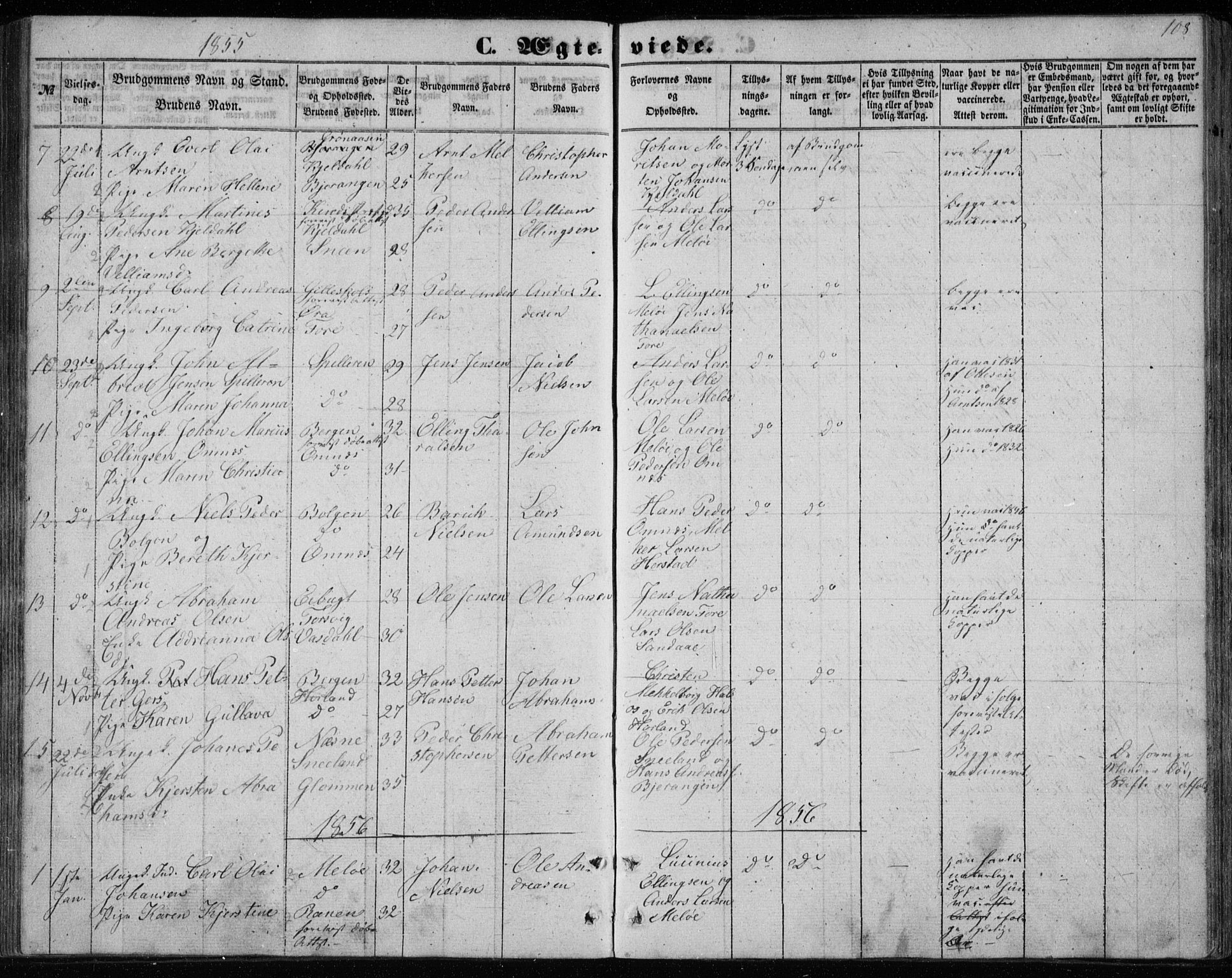 Ministerialprotokoller, klokkerbøker og fødselsregistre - Nordland, SAT/A-1459/843/L0633: Parish register (copy) no. 843C02, 1853-1873, p. 108