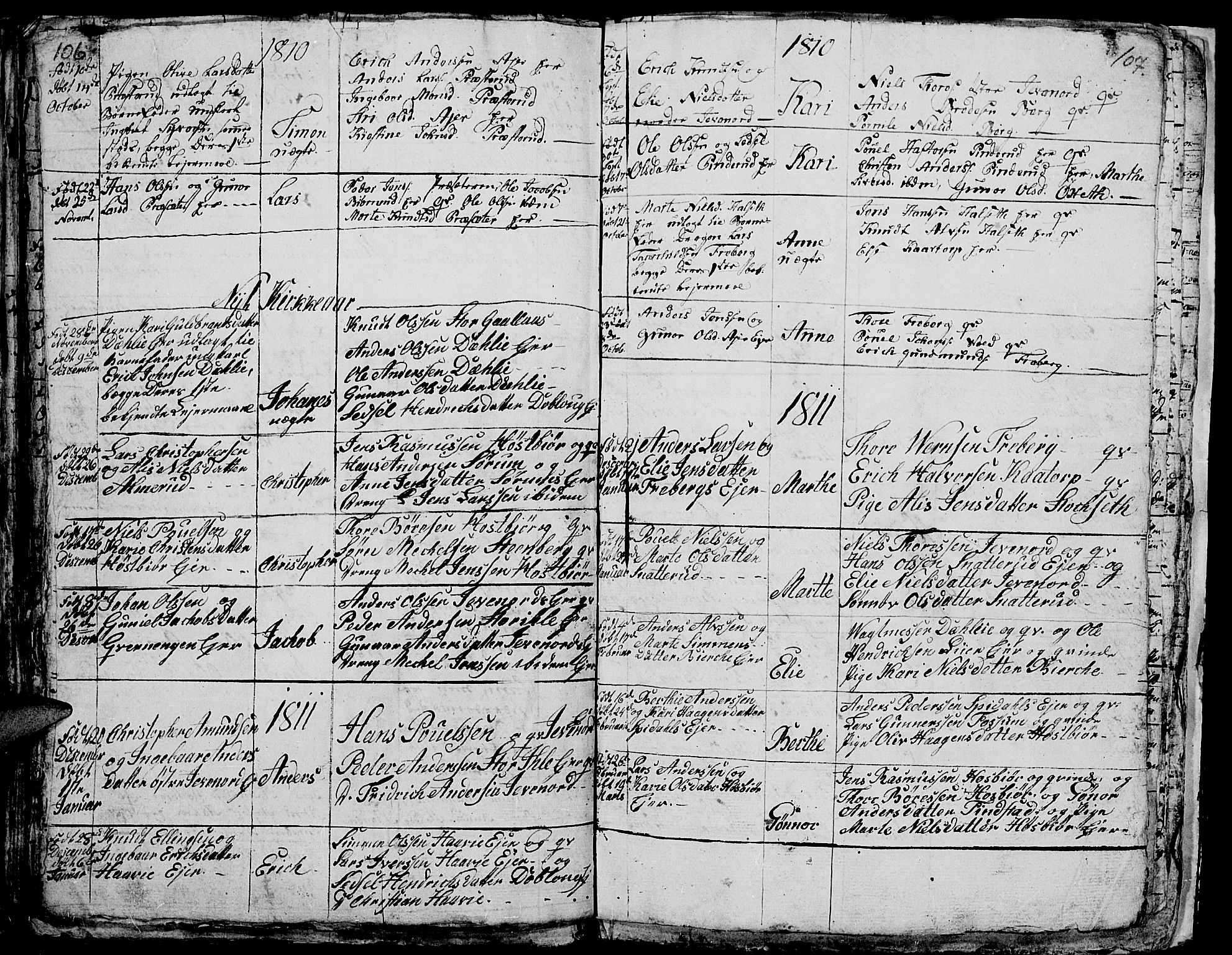 Vang prestekontor, Hedmark, AV/SAH-PREST-008/H/Ha/Hab/L0001: Parish register (copy) no. 1, 1792-1814, p. 106-107