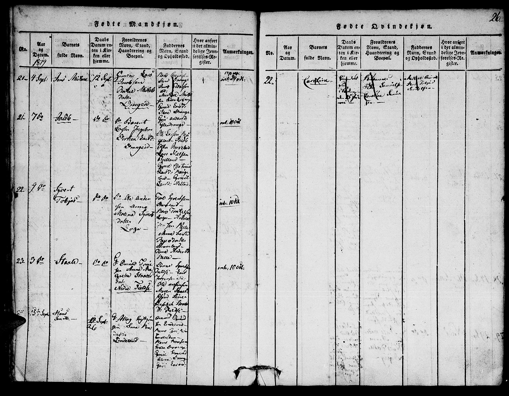 Flekkefjord sokneprestkontor, AV/SAK-1111-0012/F/Fa/Fac/L0002: Parish register (official) no. A 2, 1815-1826, p. 26