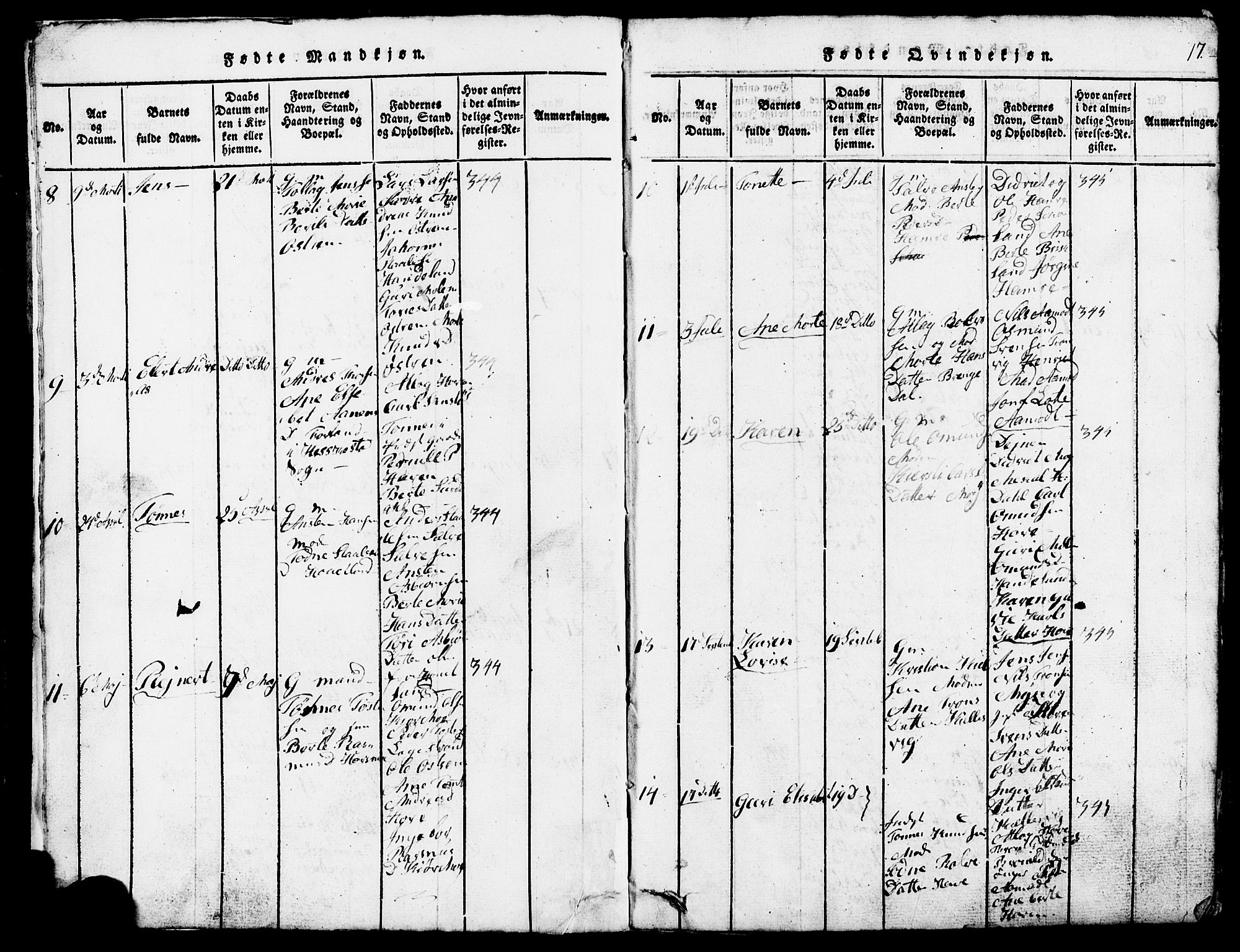 Lund sokneprestkontor, AV/SAST-A-101809/S07/L0002: Parish register (copy) no. B 2, 1816-1832, p. 17