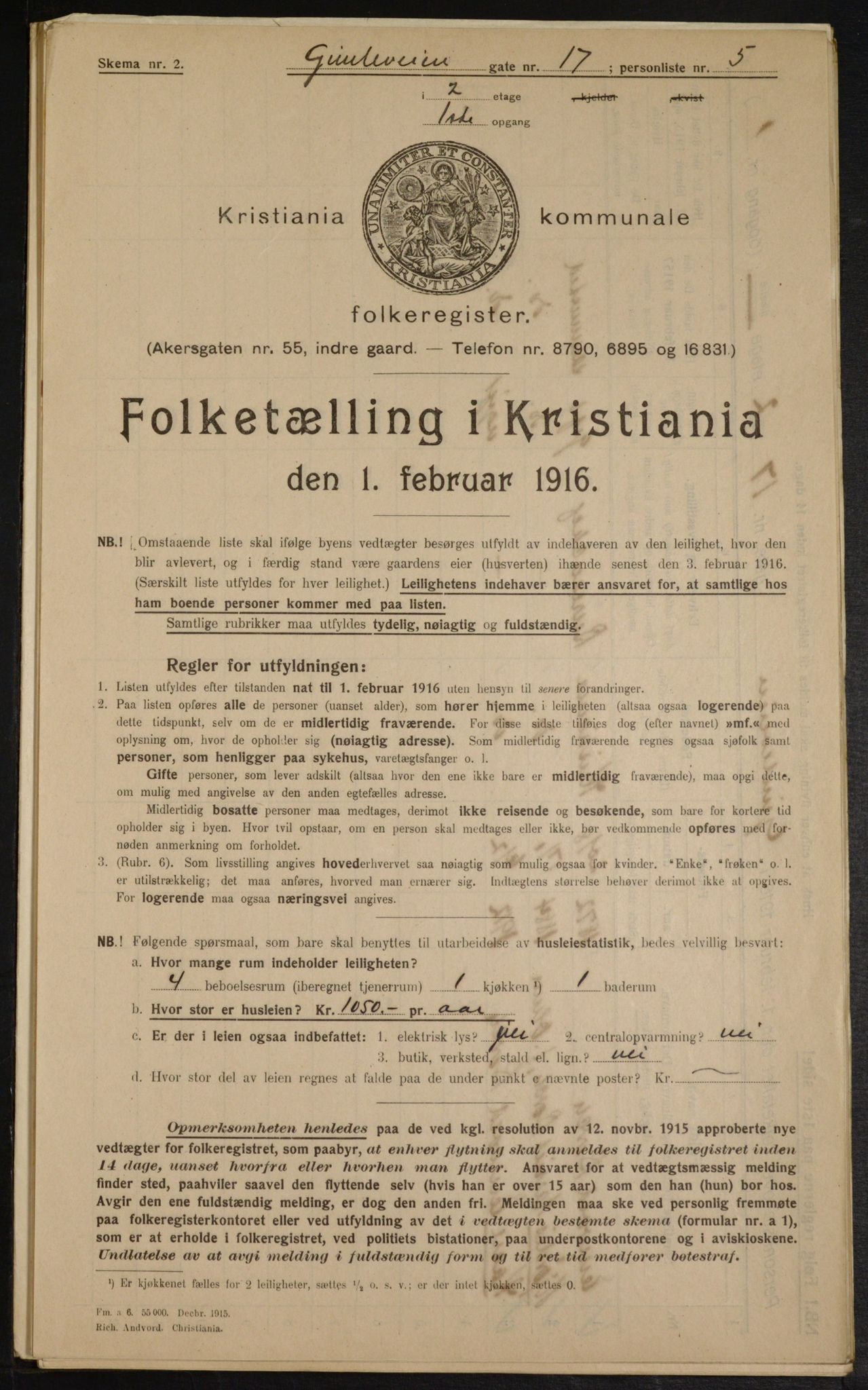 OBA, Municipal Census 1916 for Kristiania, 1916, p. 29757