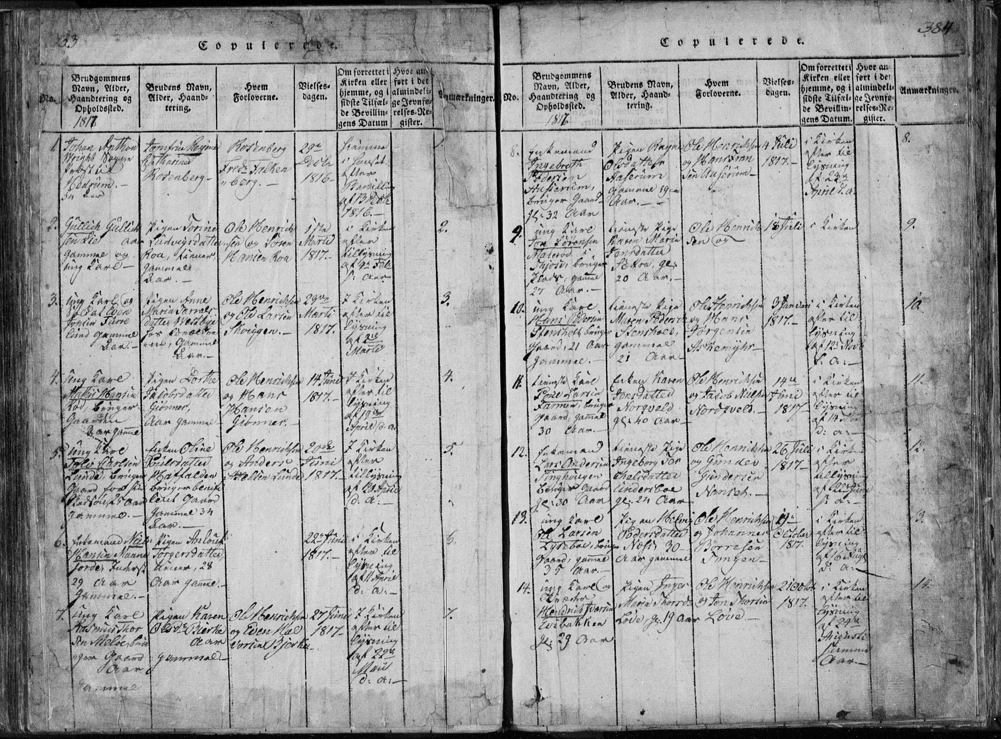 Hedrum kirkebøker, SAKO/A-344/F/Fa/L0004: Parish register (official) no. I 4, 1817-1835, p. 383-384