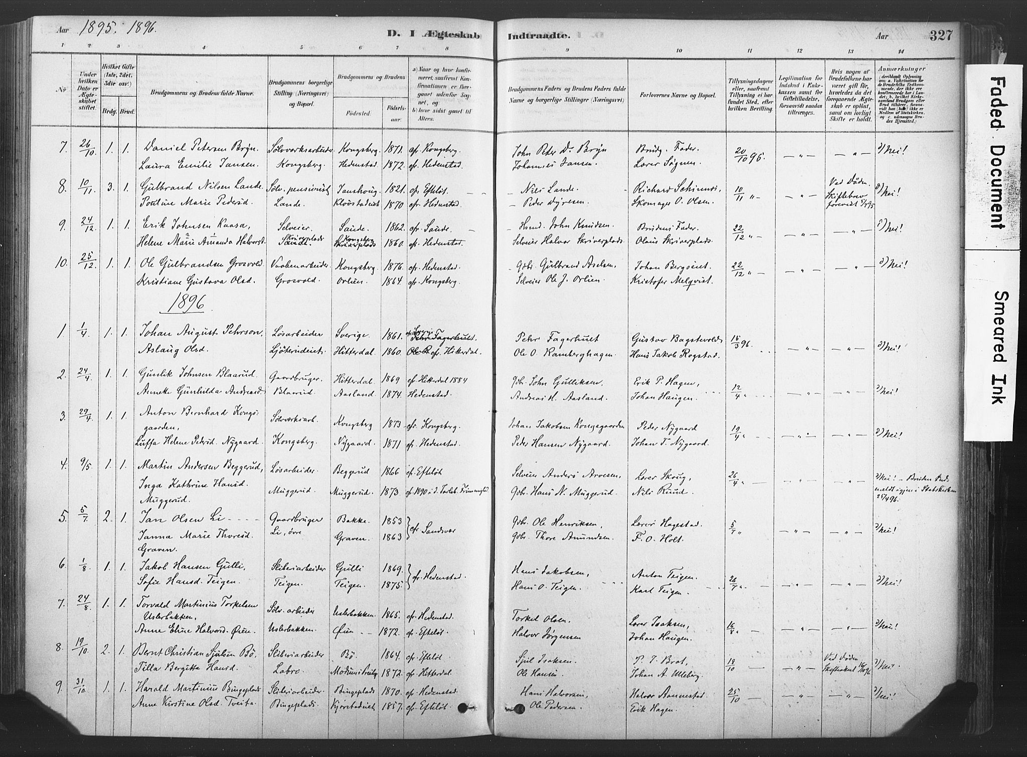 Sandsvær kirkebøker, AV/SAKO-A-244/F/Fd/L0001: Parish register (official) no. IV 1, 1878-1906, p. 327