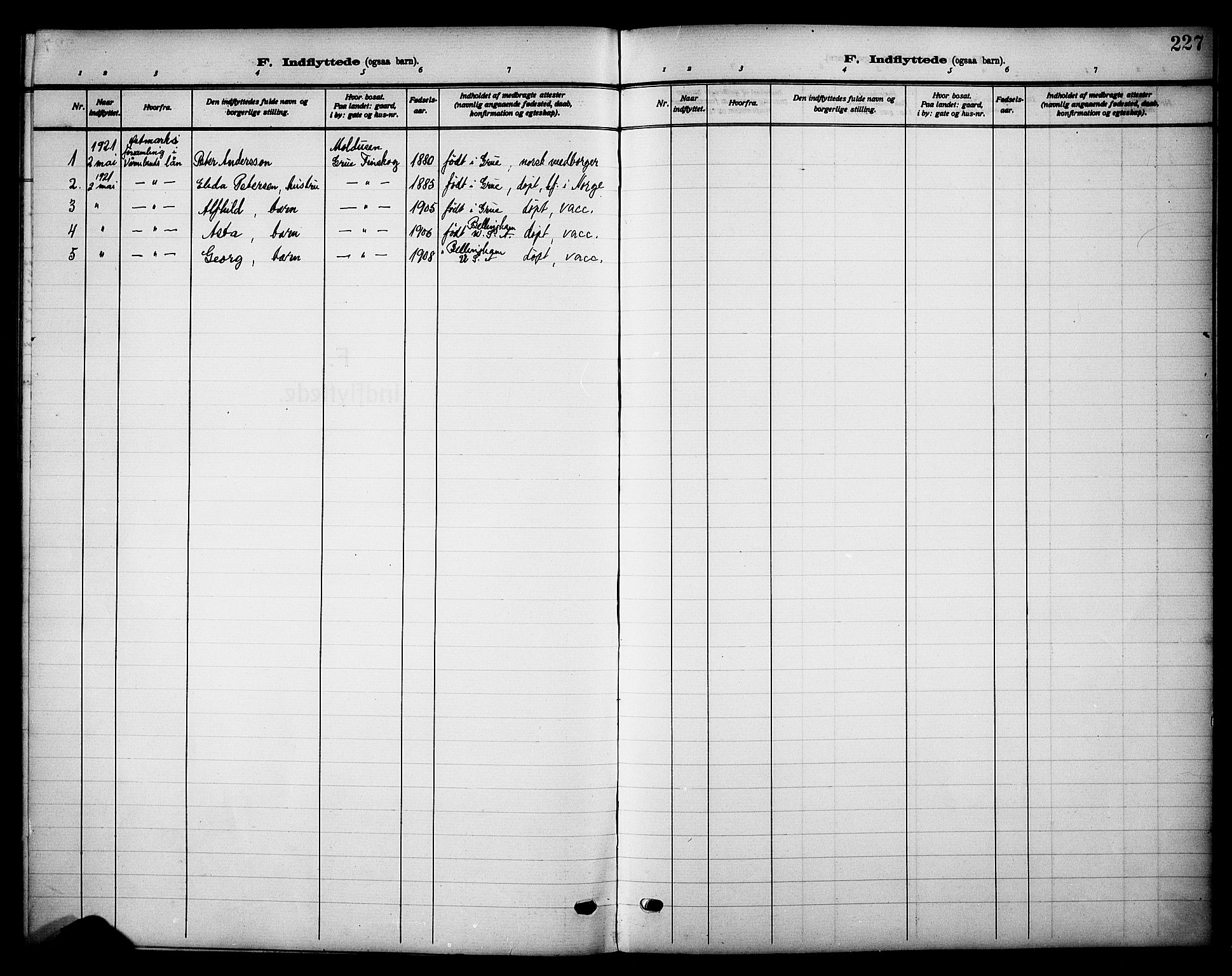 Grue prestekontor, SAH/PREST-036/H/Ha/Haa/L0015: Parish register (official) no. 15, 1911-1922, p. 227