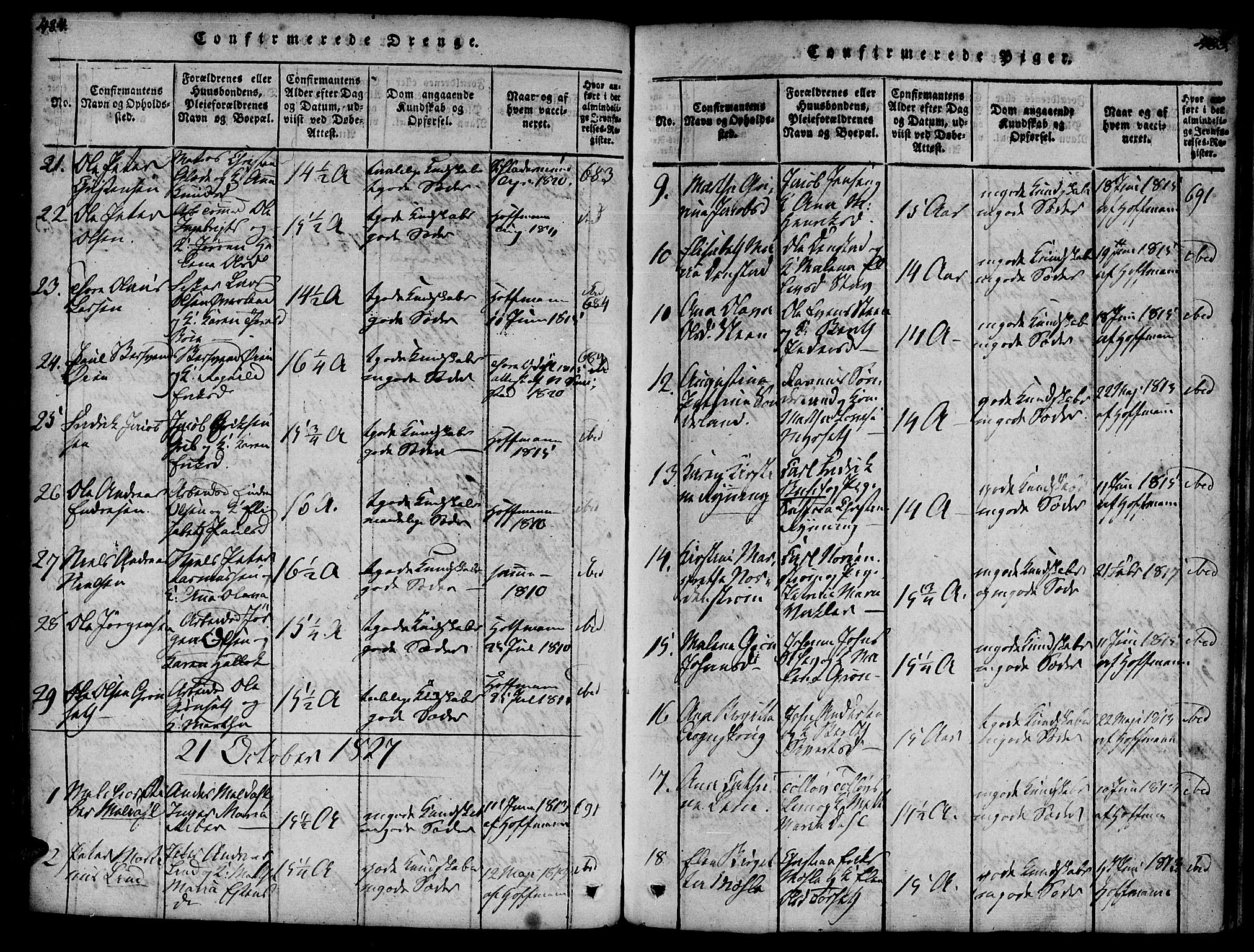 Ministerialprotokoller, klokkerbøker og fødselsregistre - Møre og Romsdal, AV/SAT-A-1454/572/L0842: Parish register (official) no. 572A05, 1819-1832, p. 484-485