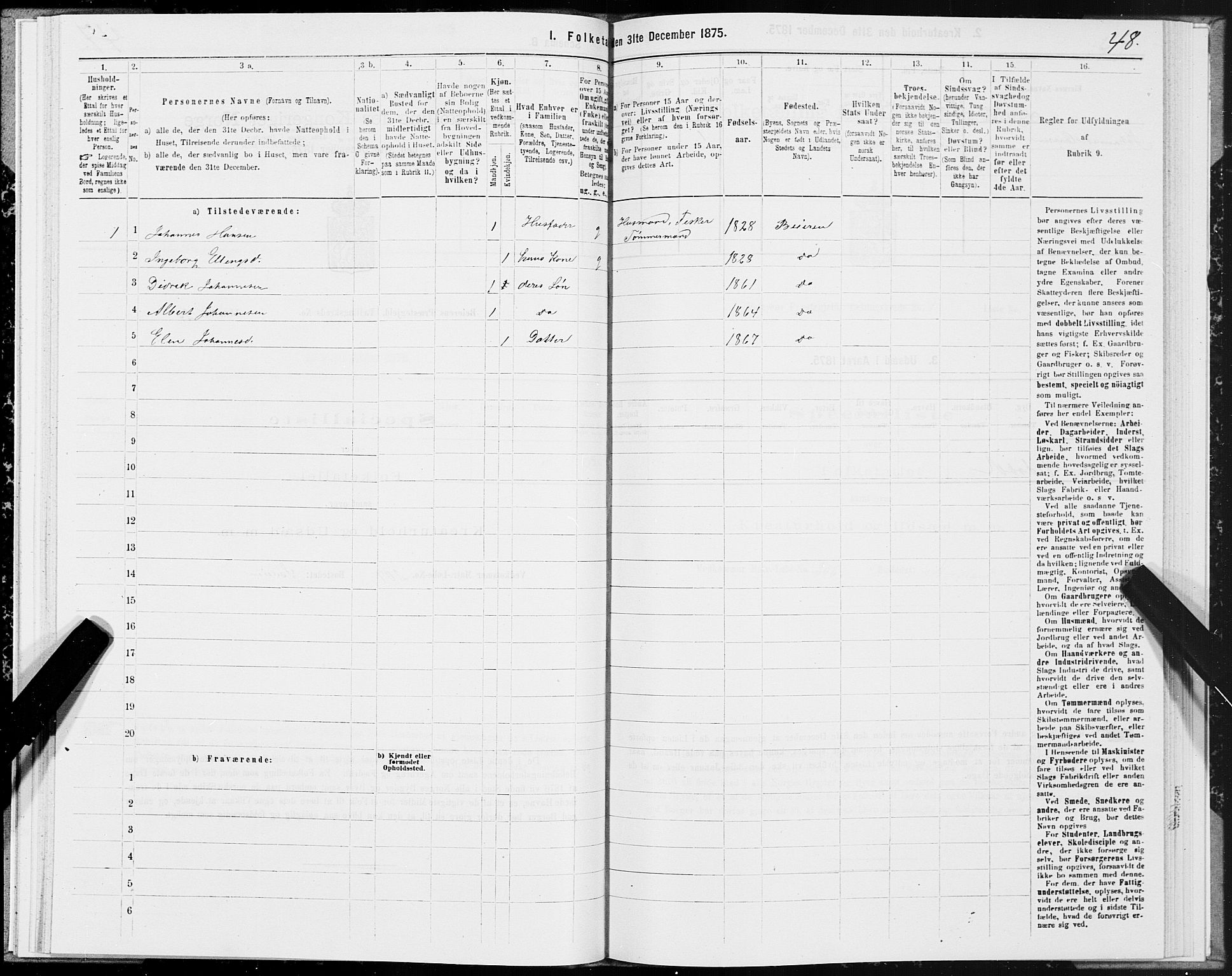 SAT, 1875 census for 1839P Beiarn, 1875, p. 1048