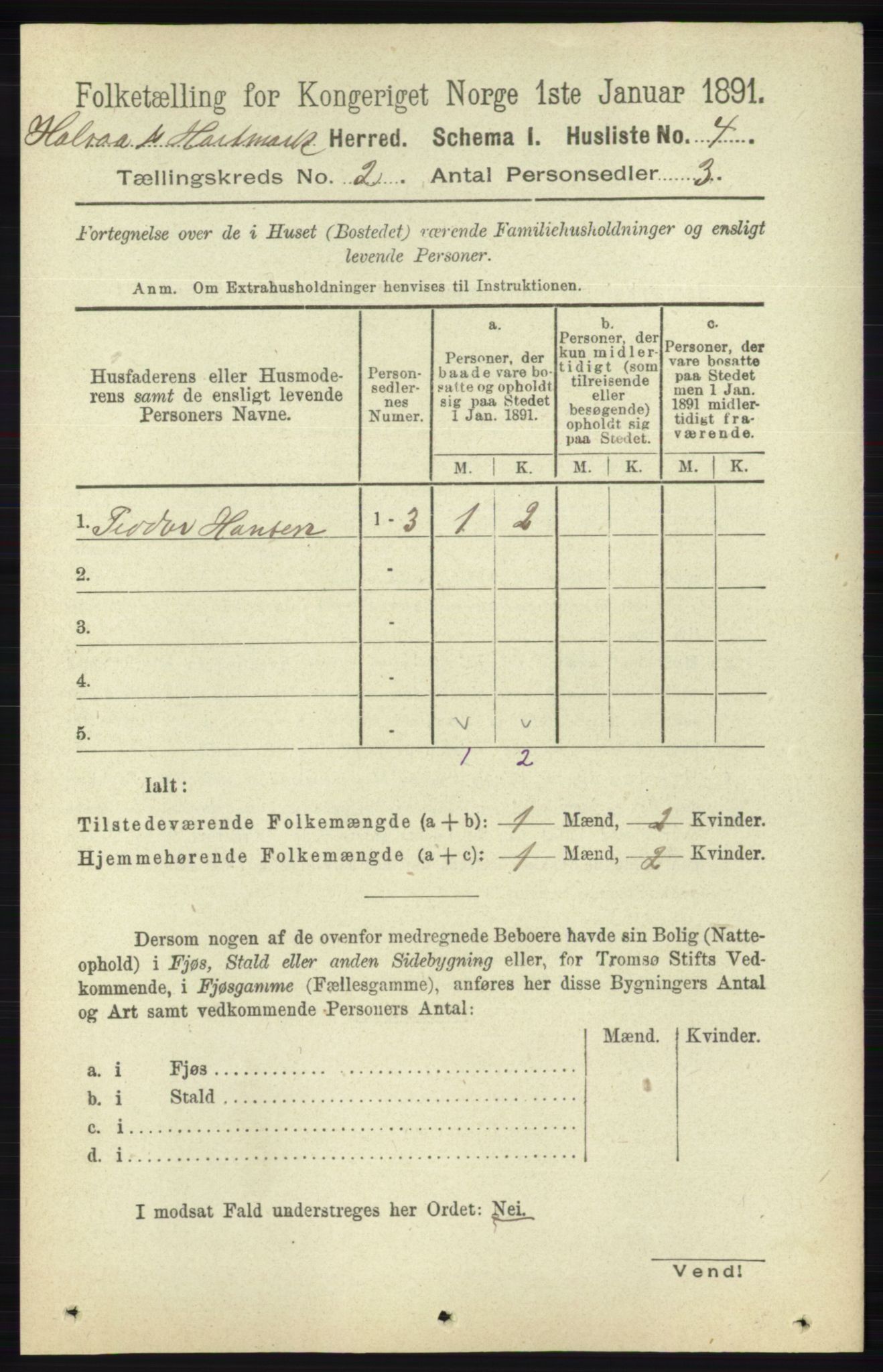 RA, 1891 census for 1019 Halse og Harkmark, 1891, p. 459