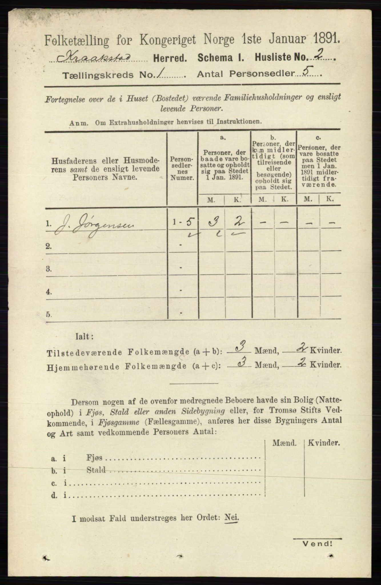 RA, 1891 census for 0212 Kråkstad, 1891, p. 23