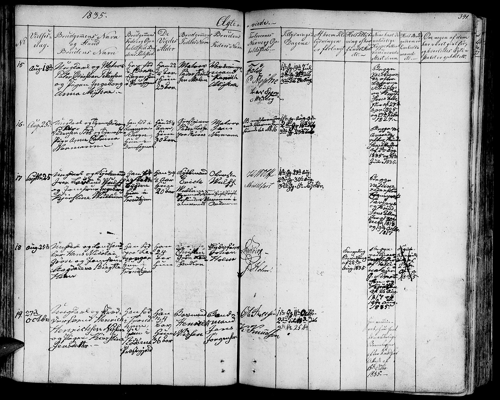 Ministerialprotokoller, klokkerbøker og fødselsregistre - Sør-Trøndelag, AV/SAT-A-1456/602/L0109: Parish register (official) no. 602A07, 1821-1840, p. 341