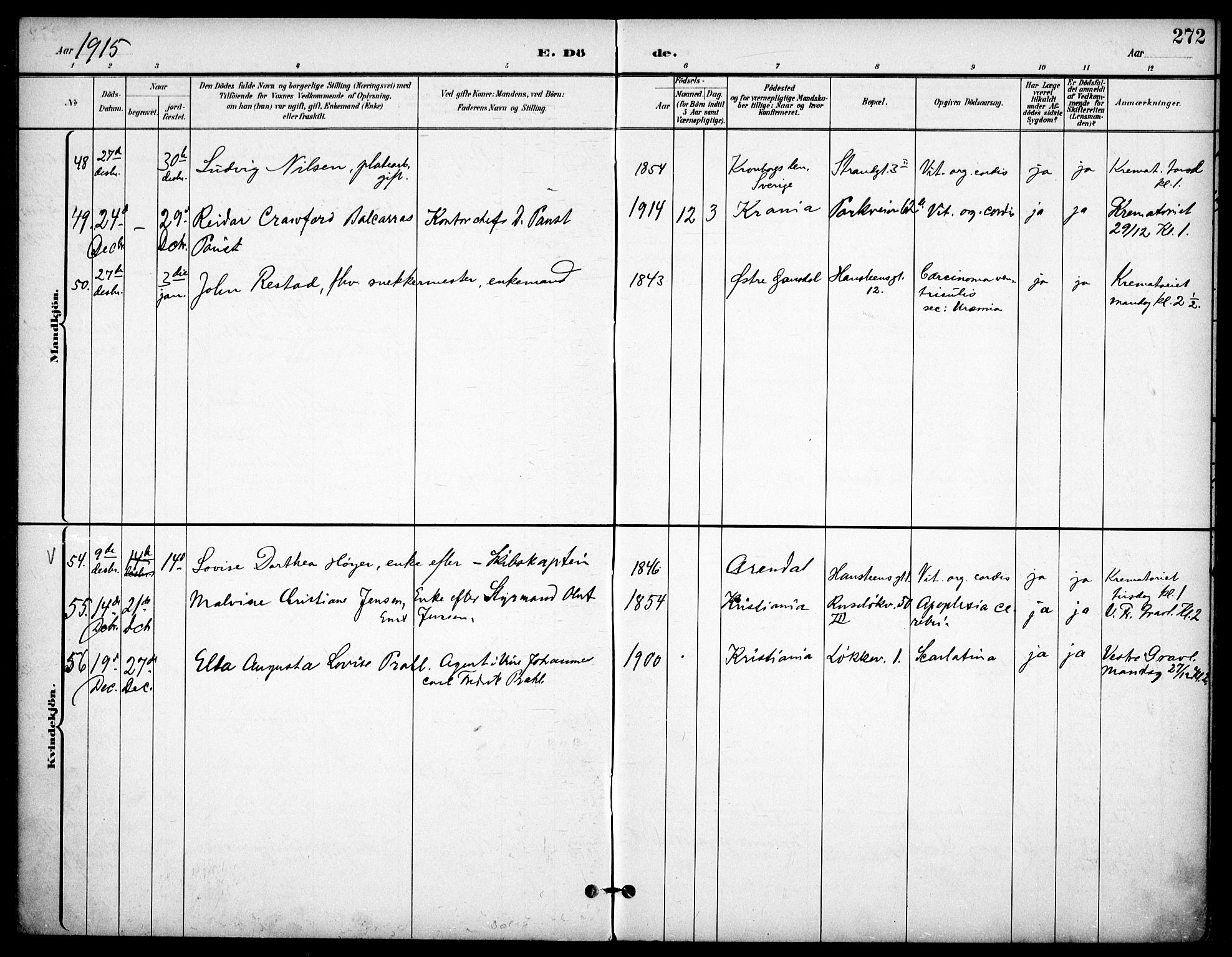 Johannes prestekontor Kirkebøker, AV/SAO-A-10852/F/Fa/L0008: Parish register (official) no. 8, 1897-1917, p. 272