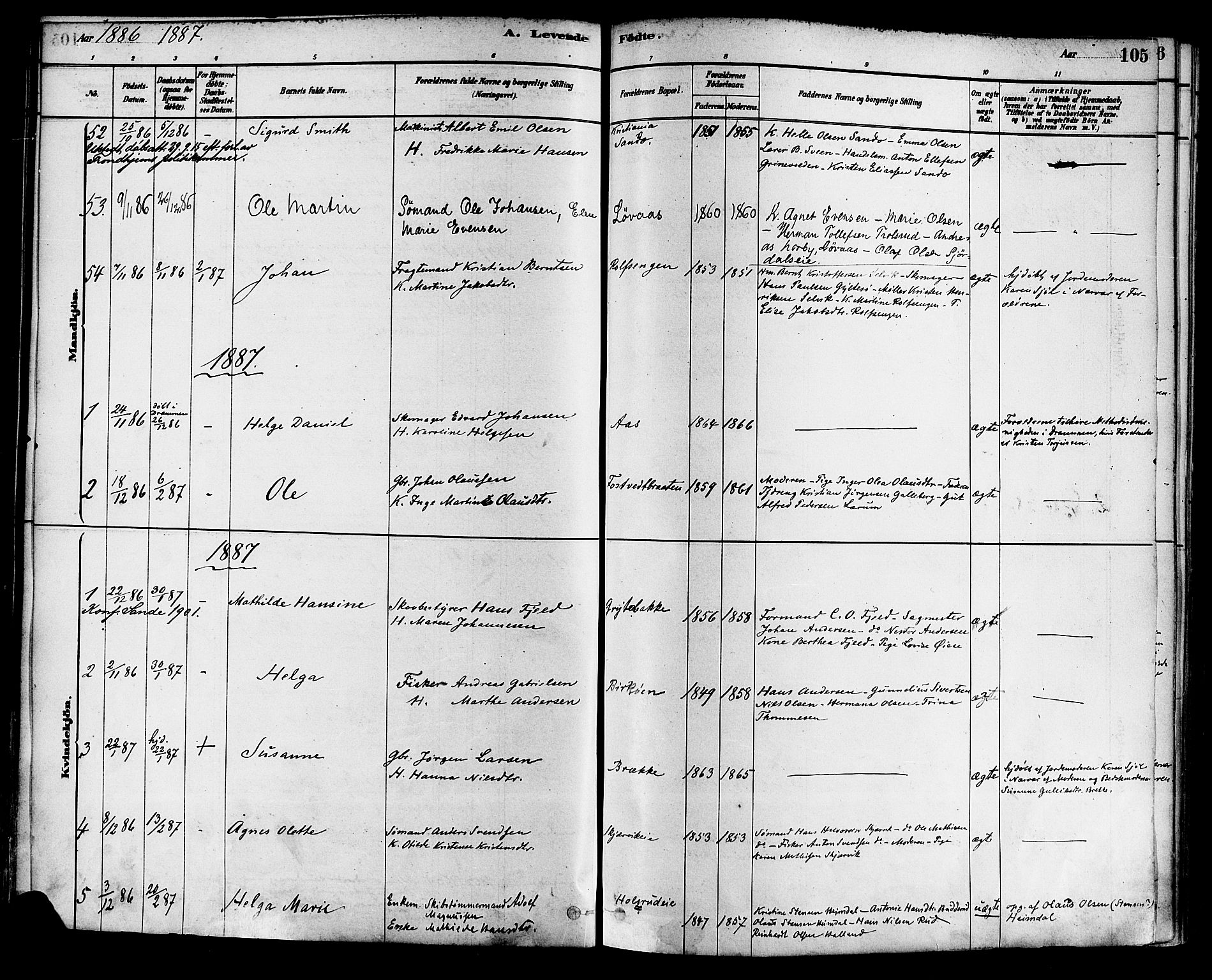Sande Kirkebøker, SAKO/A-53/F/Fa/L0006: Parish register (official) no. 6, 1878-1888, p. 105