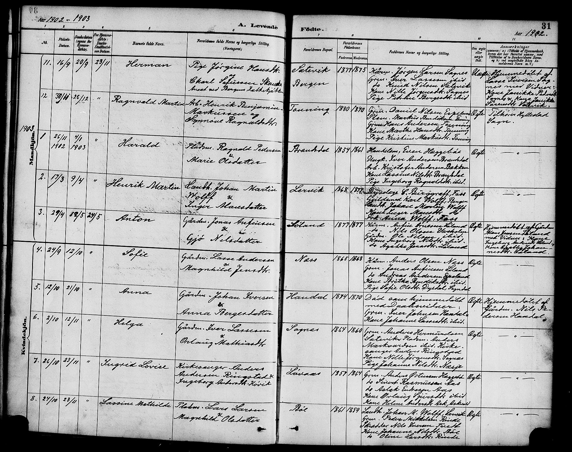 Hyllestad sokneprestembete, SAB/A-80401: Parish register (official) no. C 1, 1886-1904, p. 31