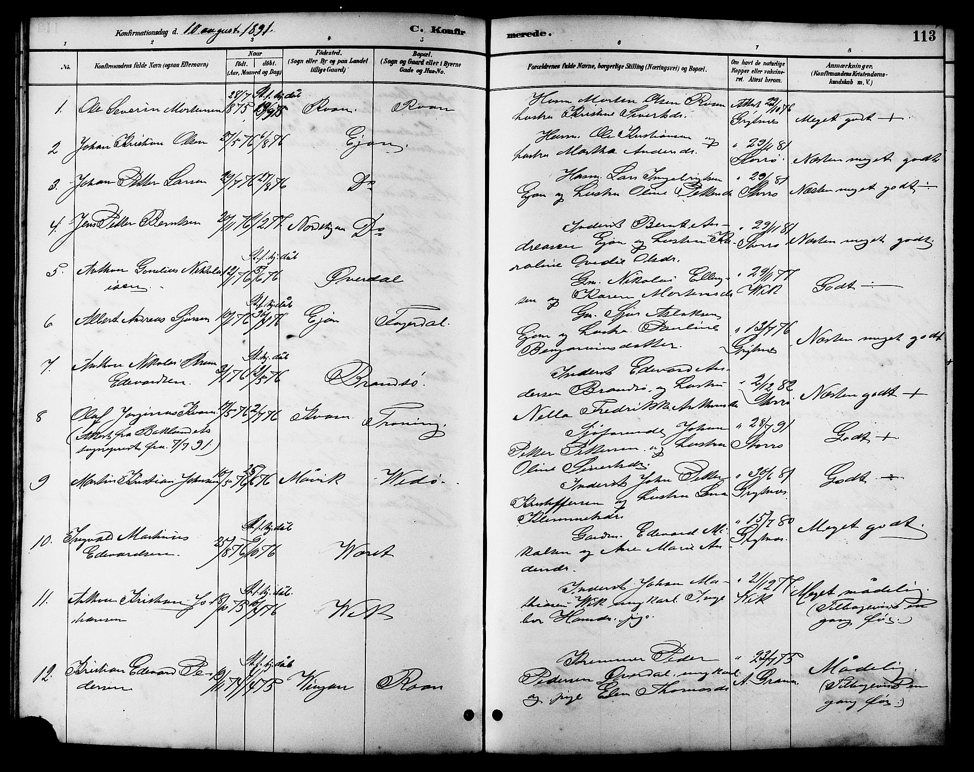Ministerialprotokoller, klokkerbøker og fødselsregistre - Sør-Trøndelag, SAT/A-1456/657/L0716: Parish register (copy) no. 657C03, 1889-1904, p. 113