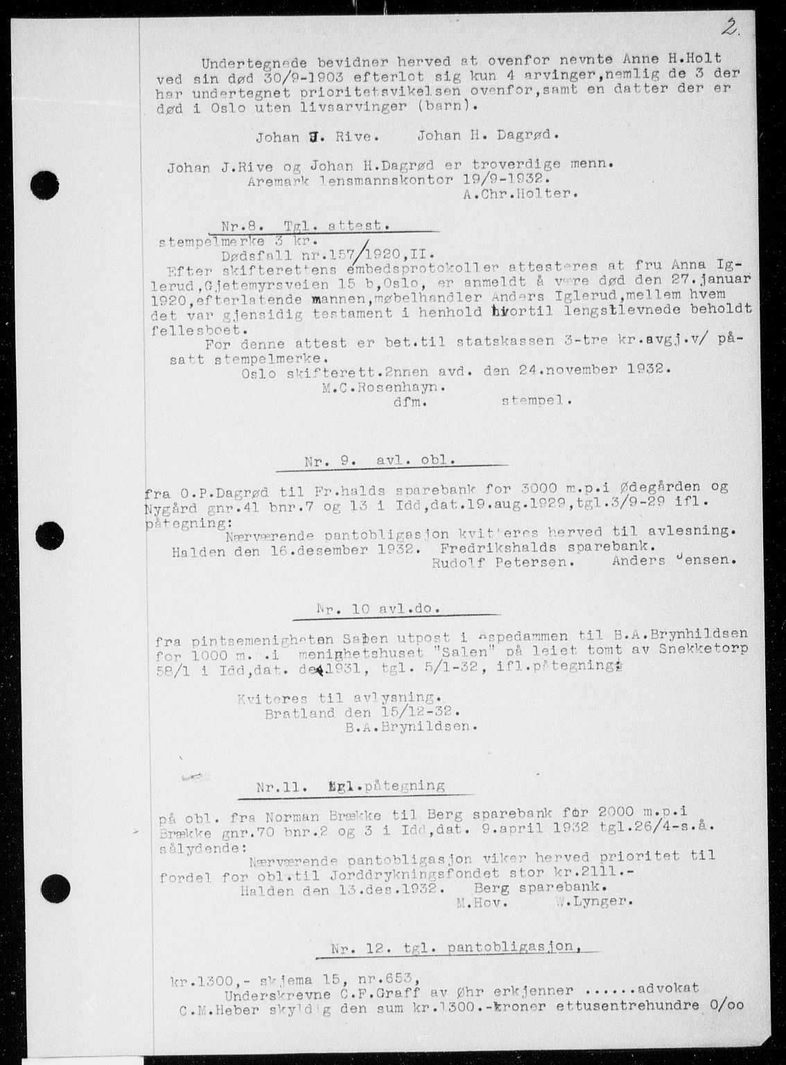 Idd og Marker sorenskriveri, SAO/A-10283/G/Gb/Gba/L0048: Mortgage book no. 48, 1932-1933, p. 2
