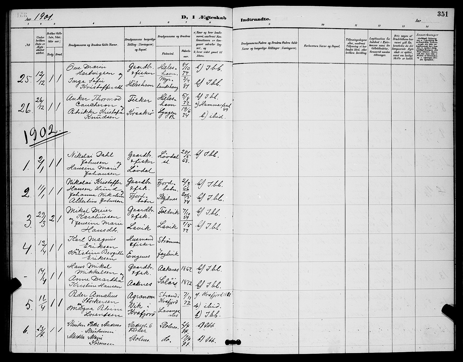 Ibestad sokneprestembete, SATØ/S-0077/H/Ha/Hab/L0008klokker: Parish register (copy) no. 8, 1890-1903, p. 351