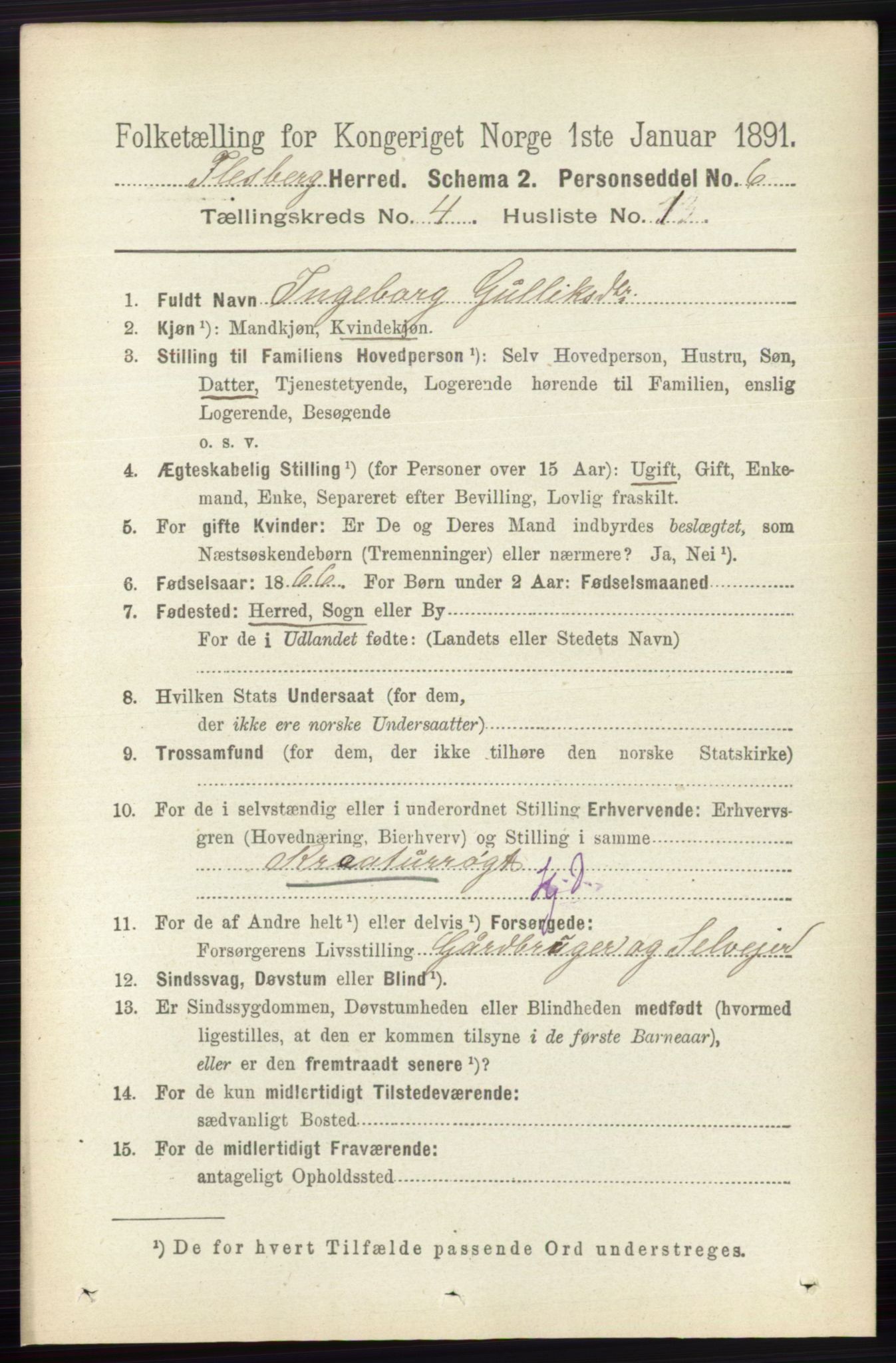 RA, 1891 census for 0631 Flesberg, 1891, p. 525