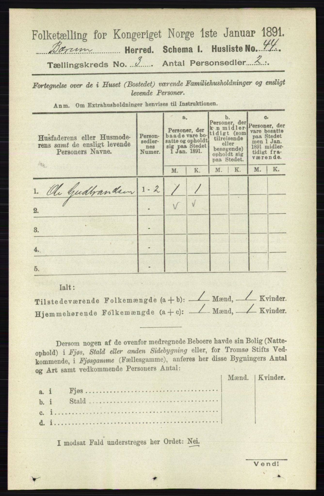RA, 1891 census for 0219 Bærum, 1891, p. 1946