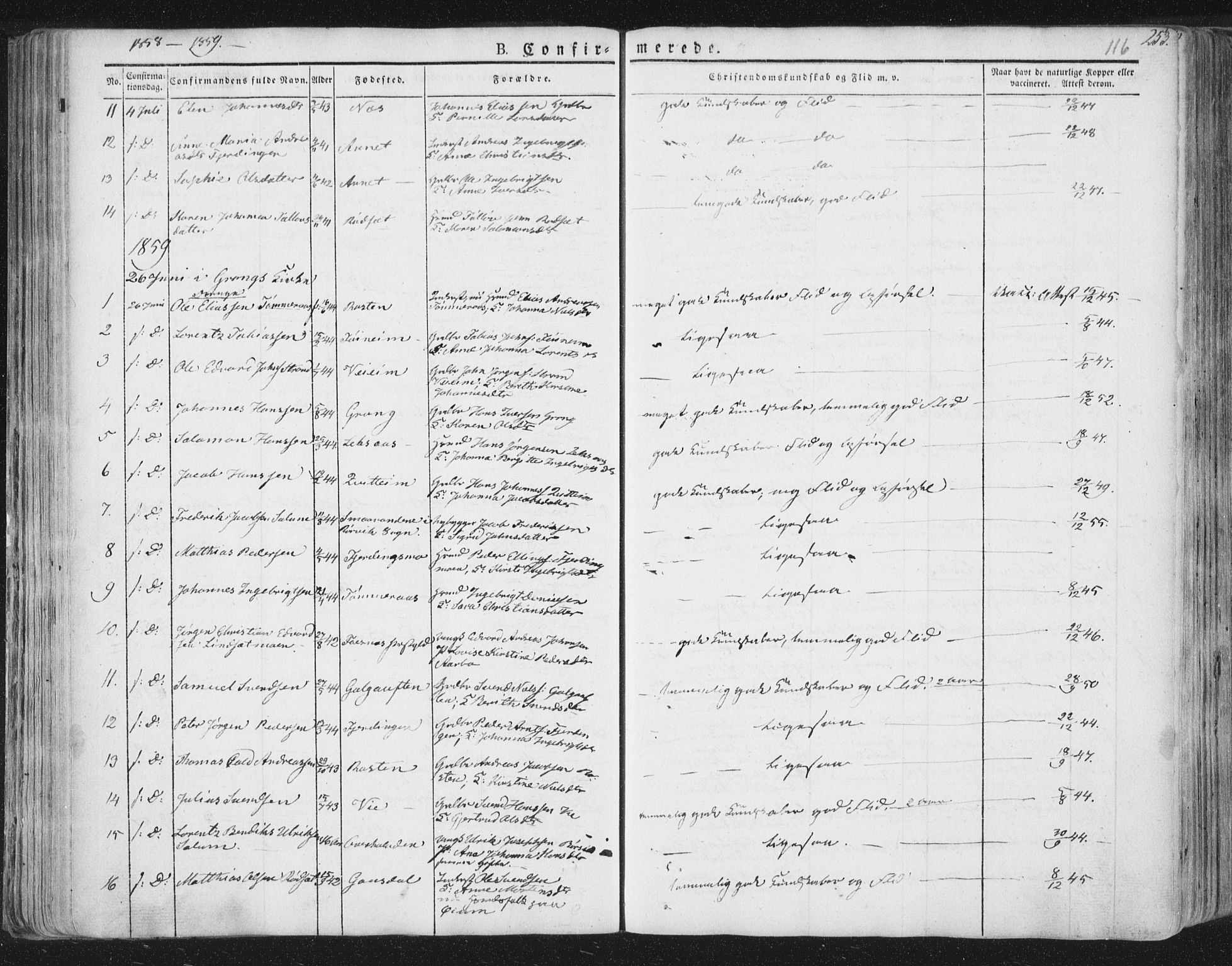 Ministerialprotokoller, klokkerbøker og fødselsregistre - Nord-Trøndelag, SAT/A-1458/758/L0513: Parish register (official) no. 758A02 /1, 1839-1868, p. 116