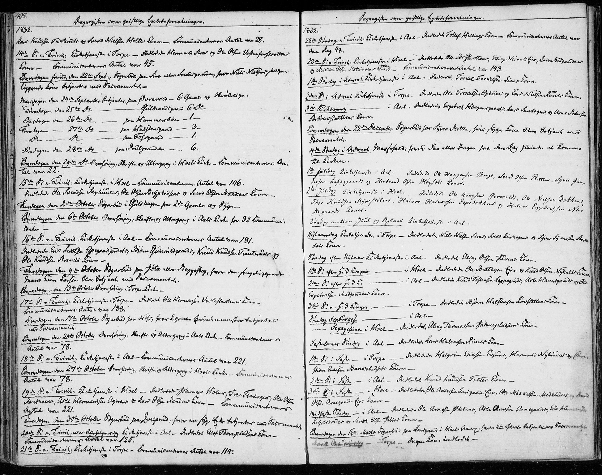 Ål kirkebøker, AV/SAKO-A-249/F/Fa/L0005: Parish register (official) no. I 5, 1825-1848, p. 408