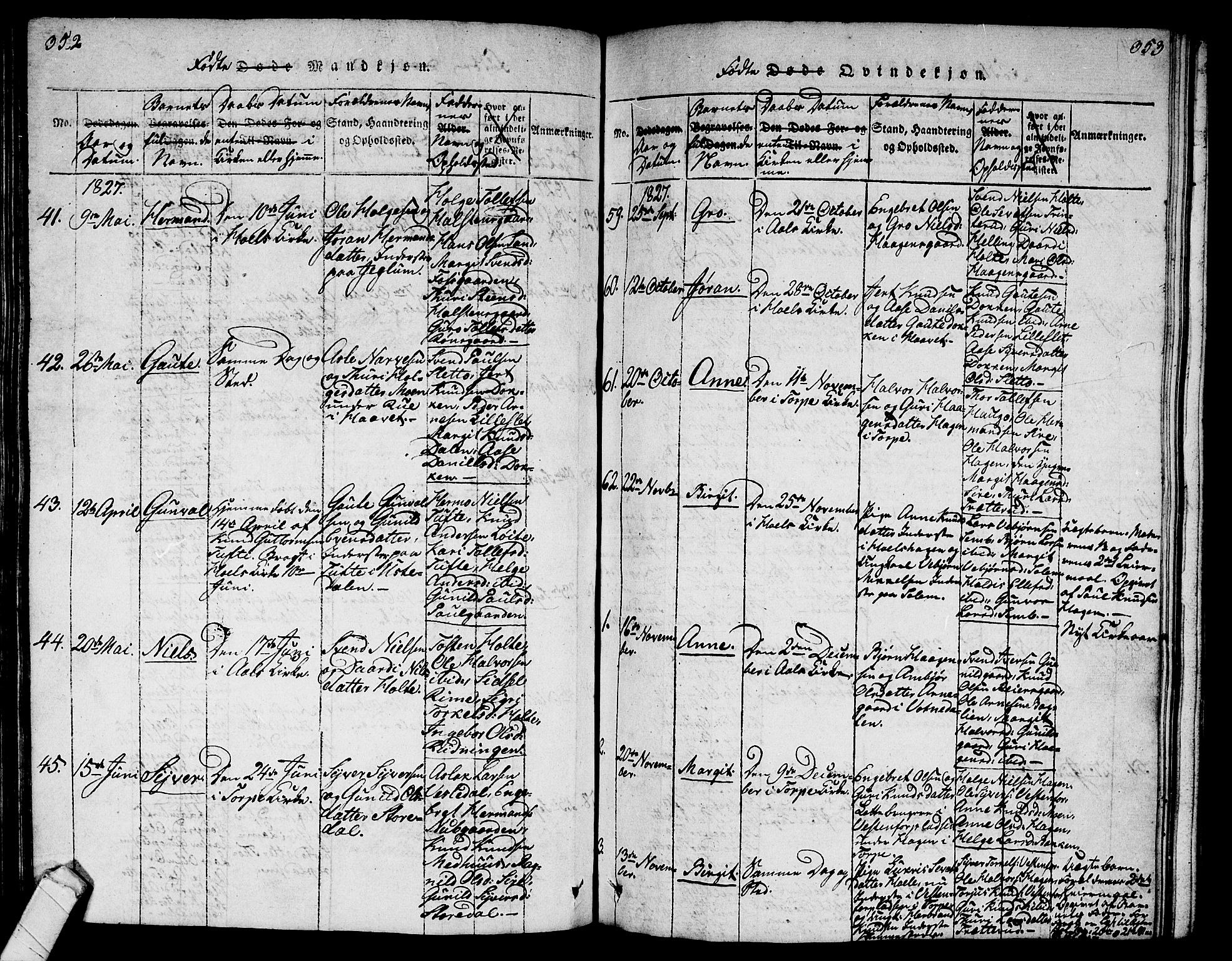 Ål kirkebøker, SAKO/A-249/G/Ga/L0001: Parish register (copy) no. 1, 1815-1829, p. 352-353