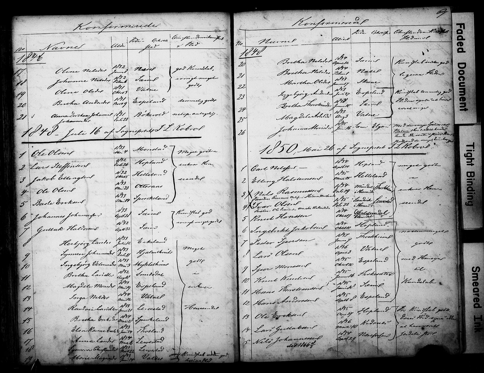 Alversund Sokneprestembete, SAB/A-73901/H/Ha/Hab: Parish register (copy) no. D 1, 1800-1870, p. 67