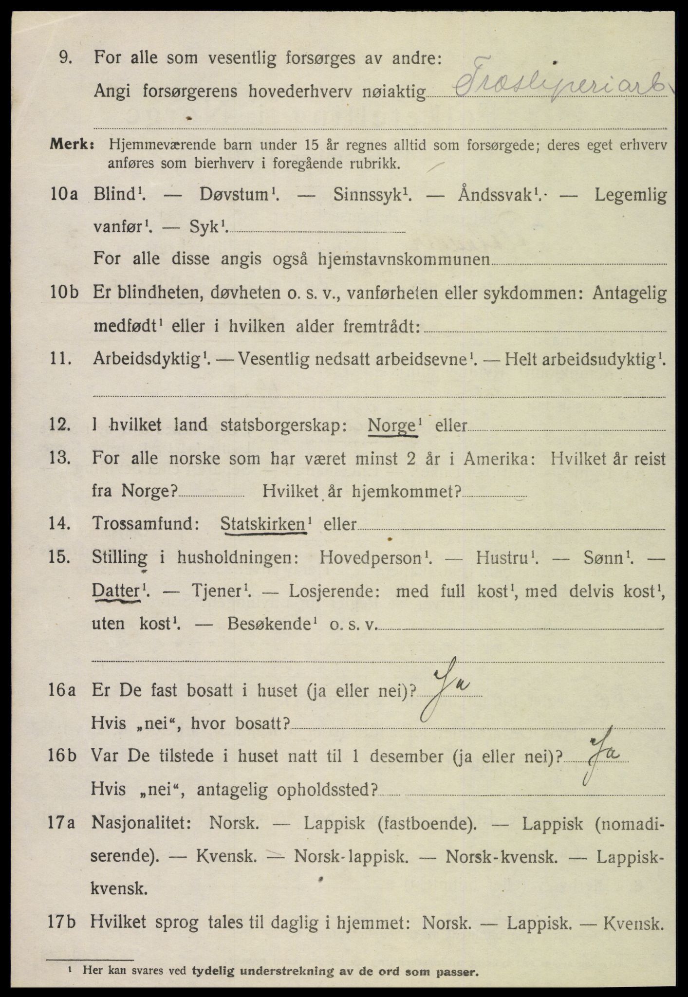 SAT, 1920 census for Flatanger, 1920, p. 2245