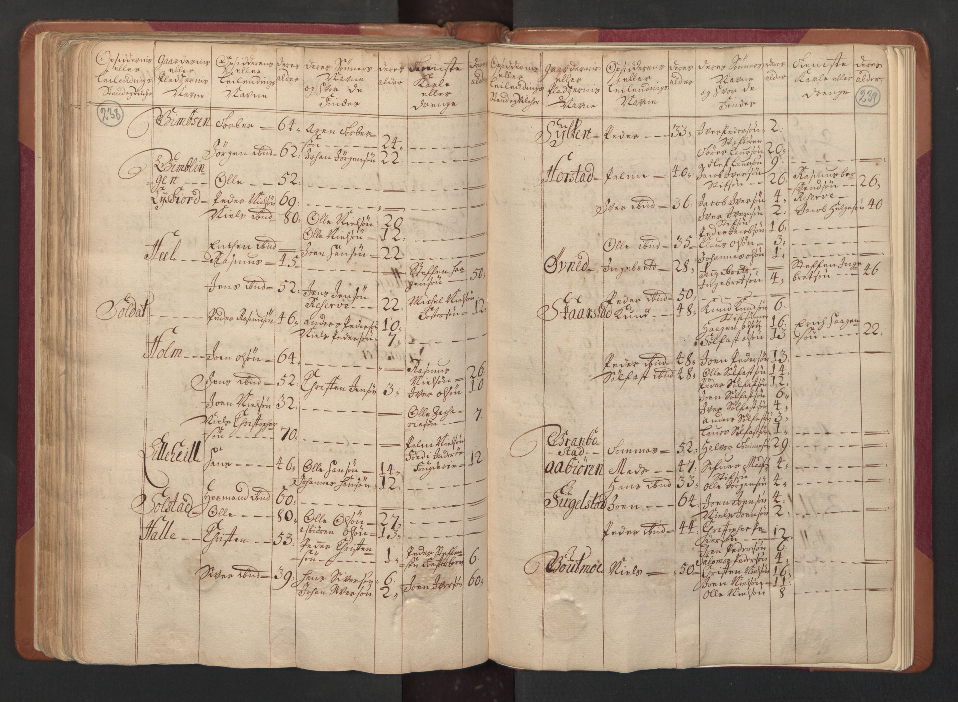 RA, Census (manntall) 1701, no. 15: Inderøy fogderi and Namdal fogderi, 1701, p. 238-239