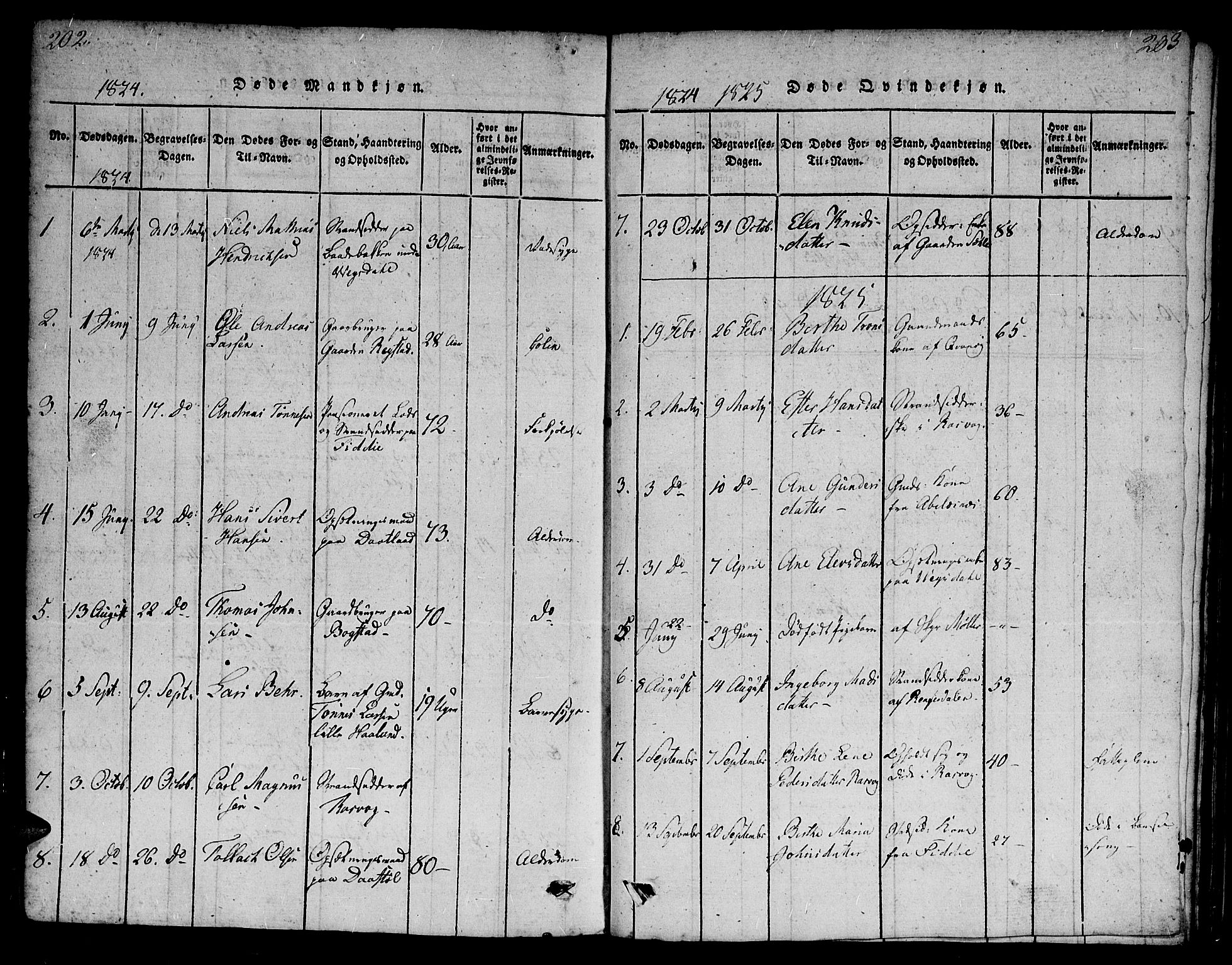 Flekkefjord sokneprestkontor, SAK/1111-0012/F/Fa/Fab/L0003: Parish register (official) no. A 3, 1815-1830, p. 202-203