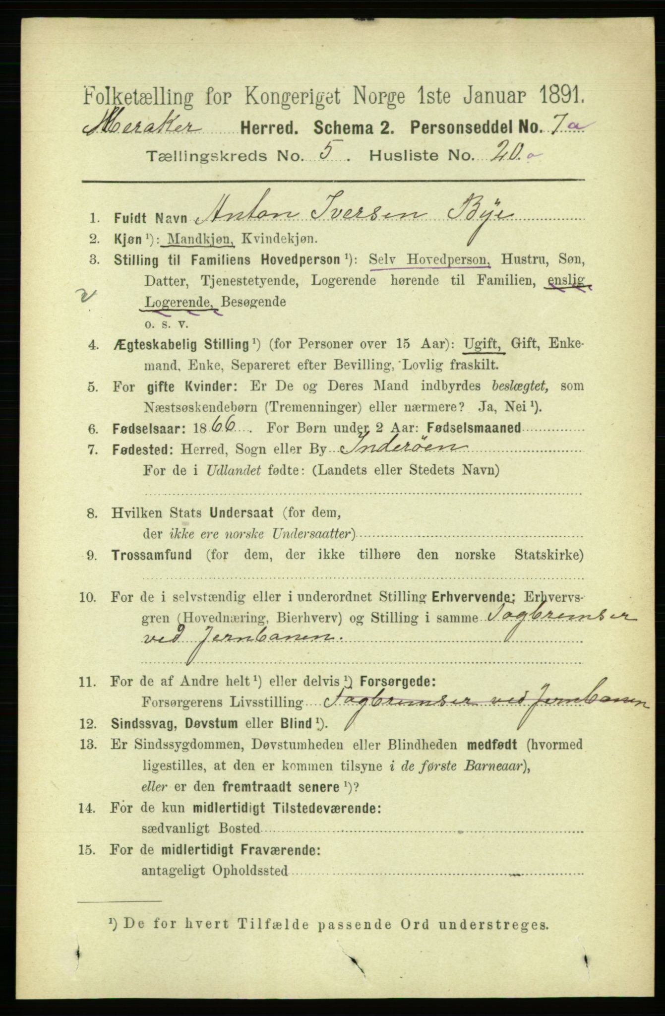 RA, 1891 census for 1711 Meråker, 1891, p. 2006