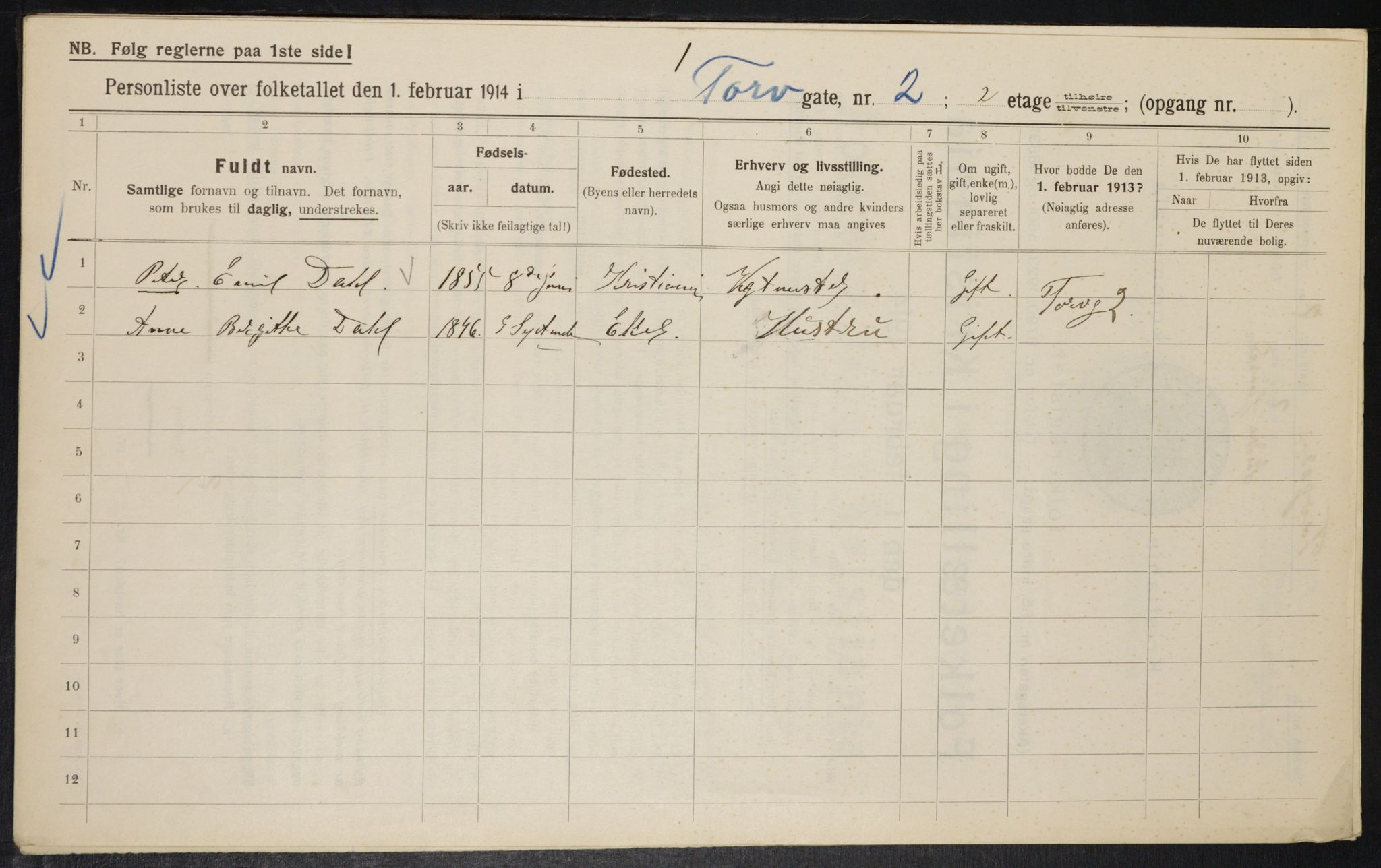 OBA, Municipal Census 1914 for Kristiania, 1914, p. 114743