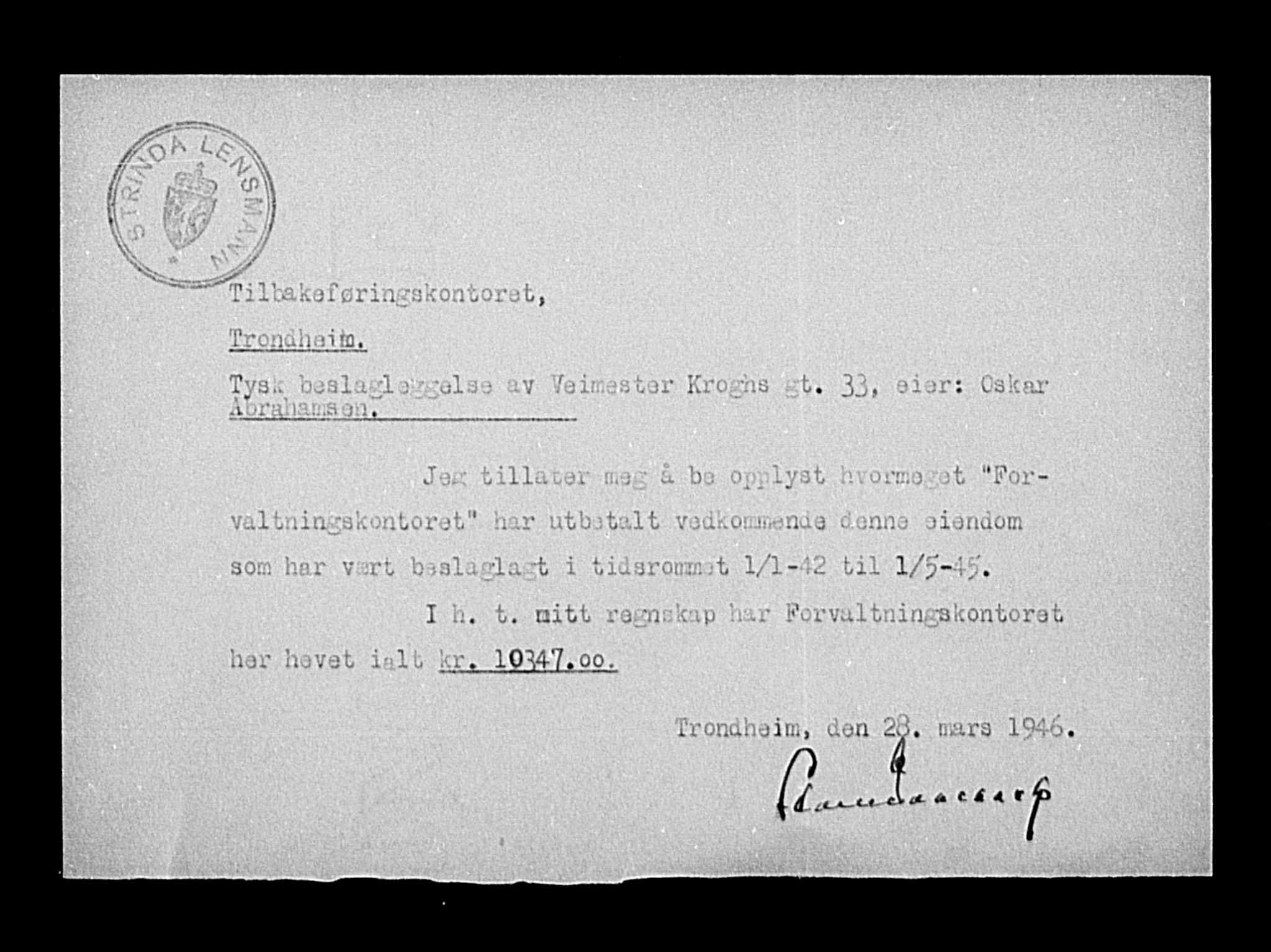 Justisdepartementet, Tilbakeføringskontoret for inndratte formuer, RA/S-1564/H/Hc/Hca/L0891: --, 1945-1947, p. 290