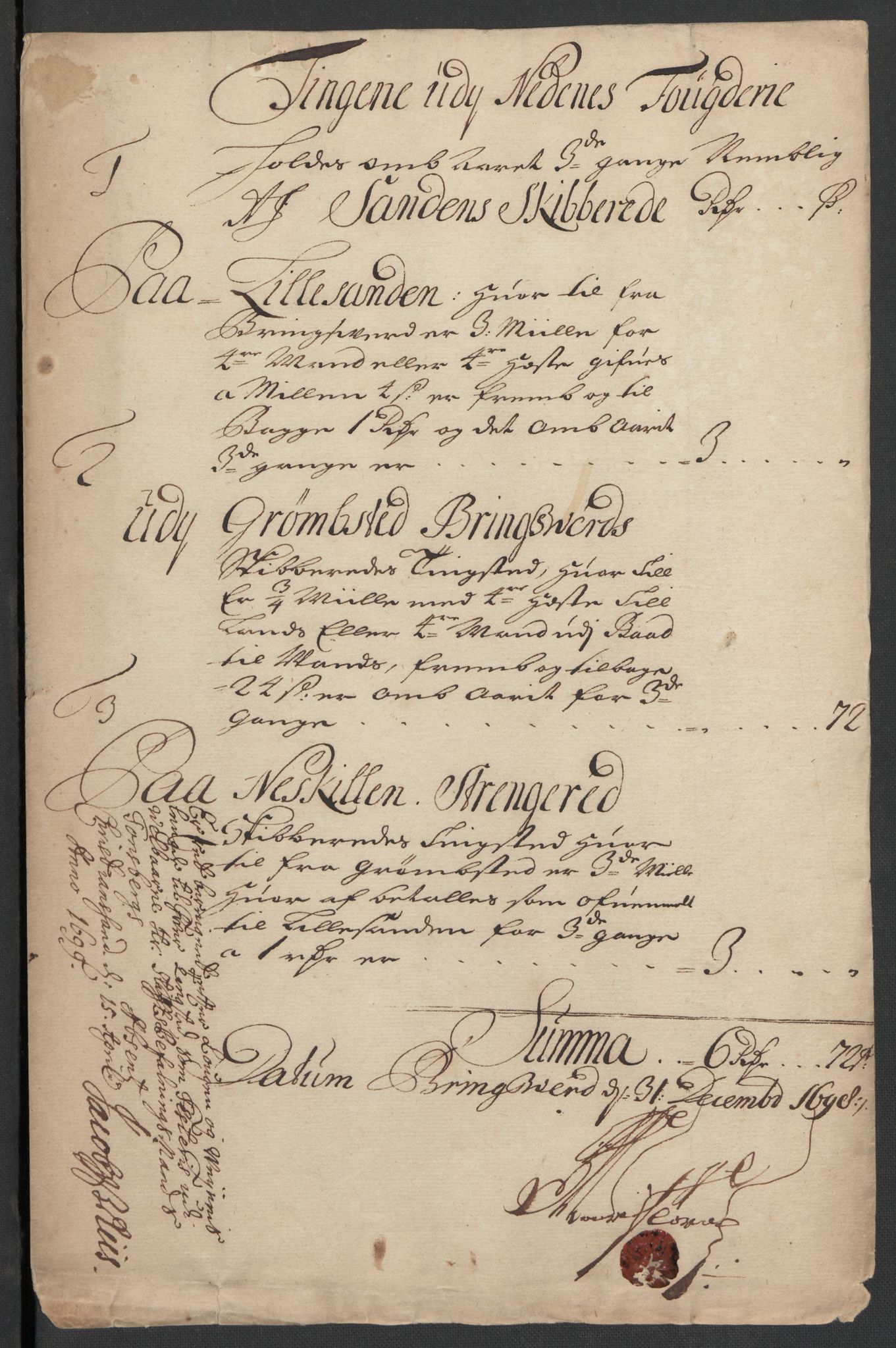 Rentekammeret inntil 1814, Reviderte regnskaper, Fogderegnskap, RA/EA-4092/R39/L2314: Fogderegnskap Nedenes, 1698-1699, p. 123