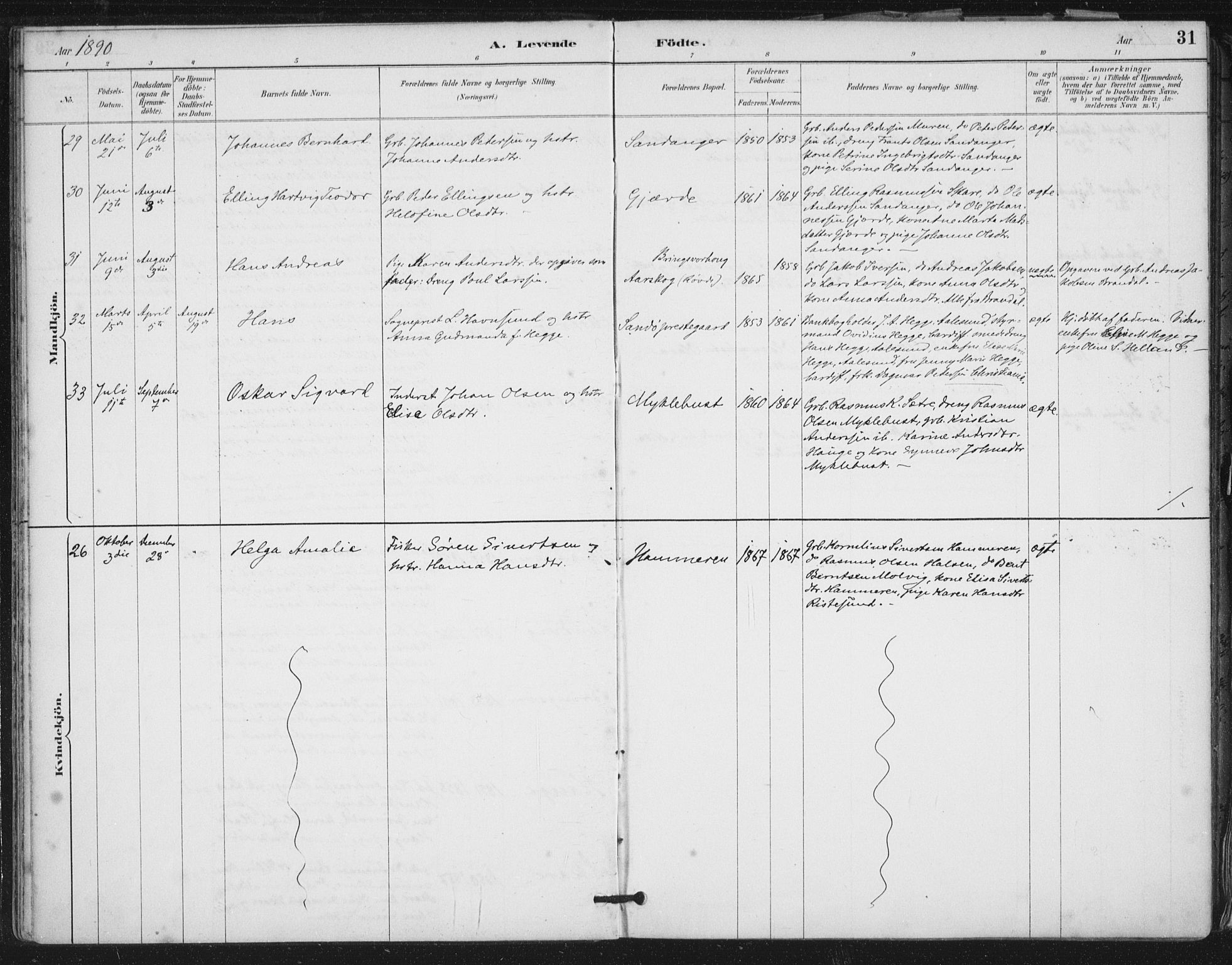Ministerialprotokoller, klokkerbøker og fødselsregistre - Møre og Romsdal, SAT/A-1454/503/L0037: Parish register (official) no. 503A05, 1884-1900, p. 31