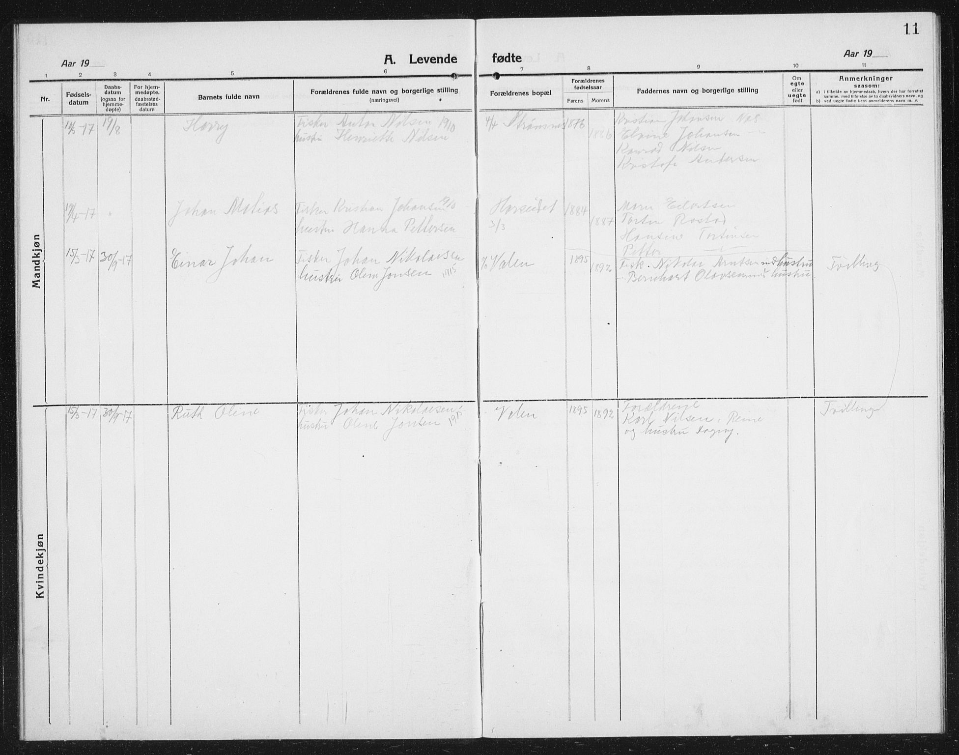 Ministerialprotokoller, klokkerbøker og fødselsregistre - Nordland, AV/SAT-A-1459/887/L1229: Parish register (copy) no. 887C01, 1916-1935, p. 11