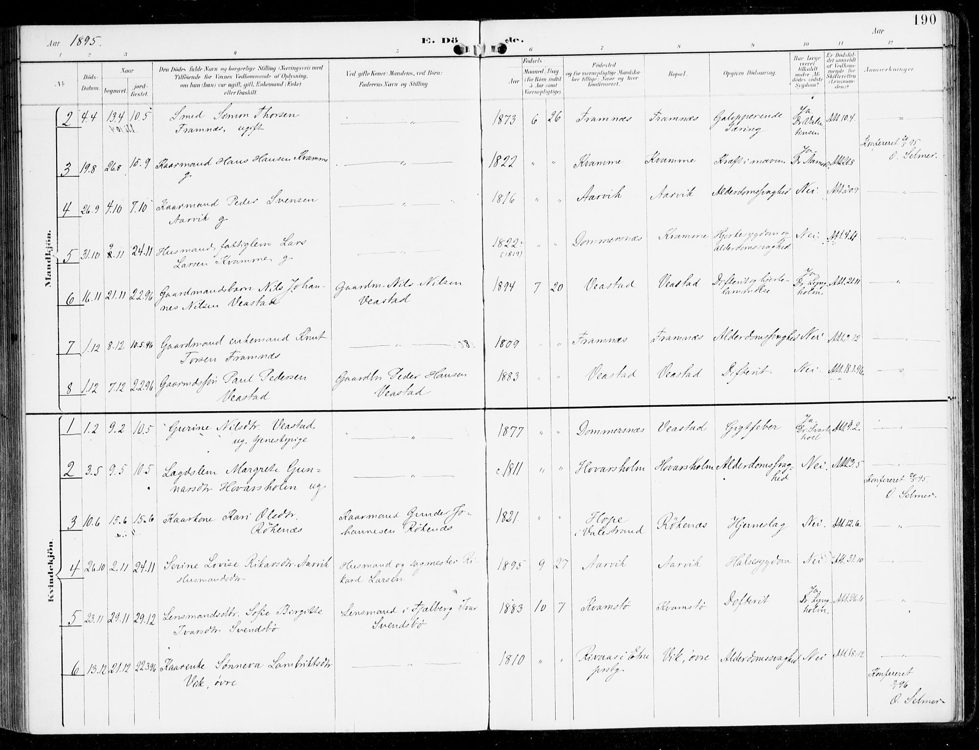 Sveio Sokneprestembete, AV/SAB-A-78501/H/Haa: Parish register (official) no. D 2, 1894-1916, p. 190