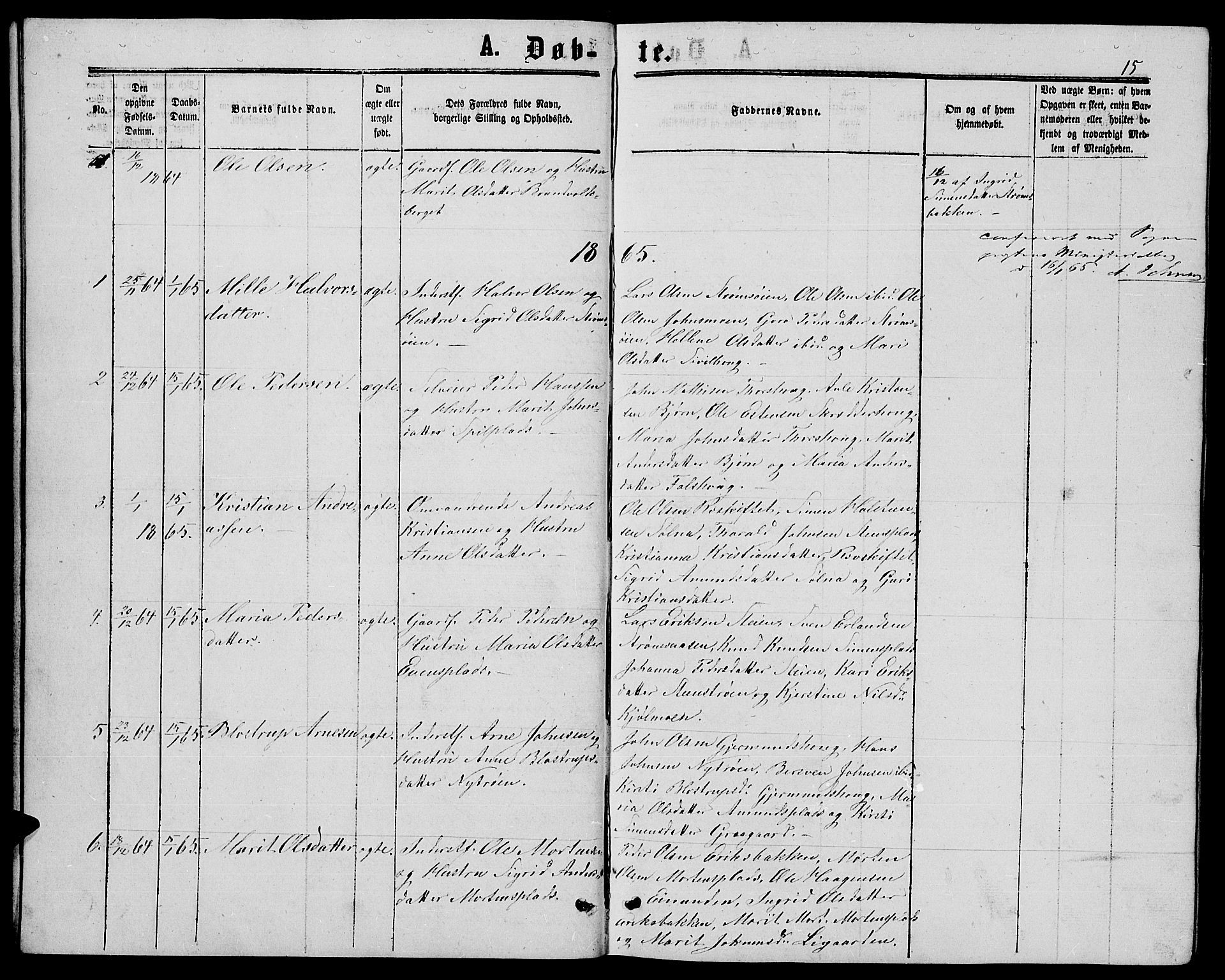 Alvdal prestekontor, SAH/PREST-060/H/Ha/Hab/L0002: Parish register (copy) no. 2, 1863-1878, p. 15