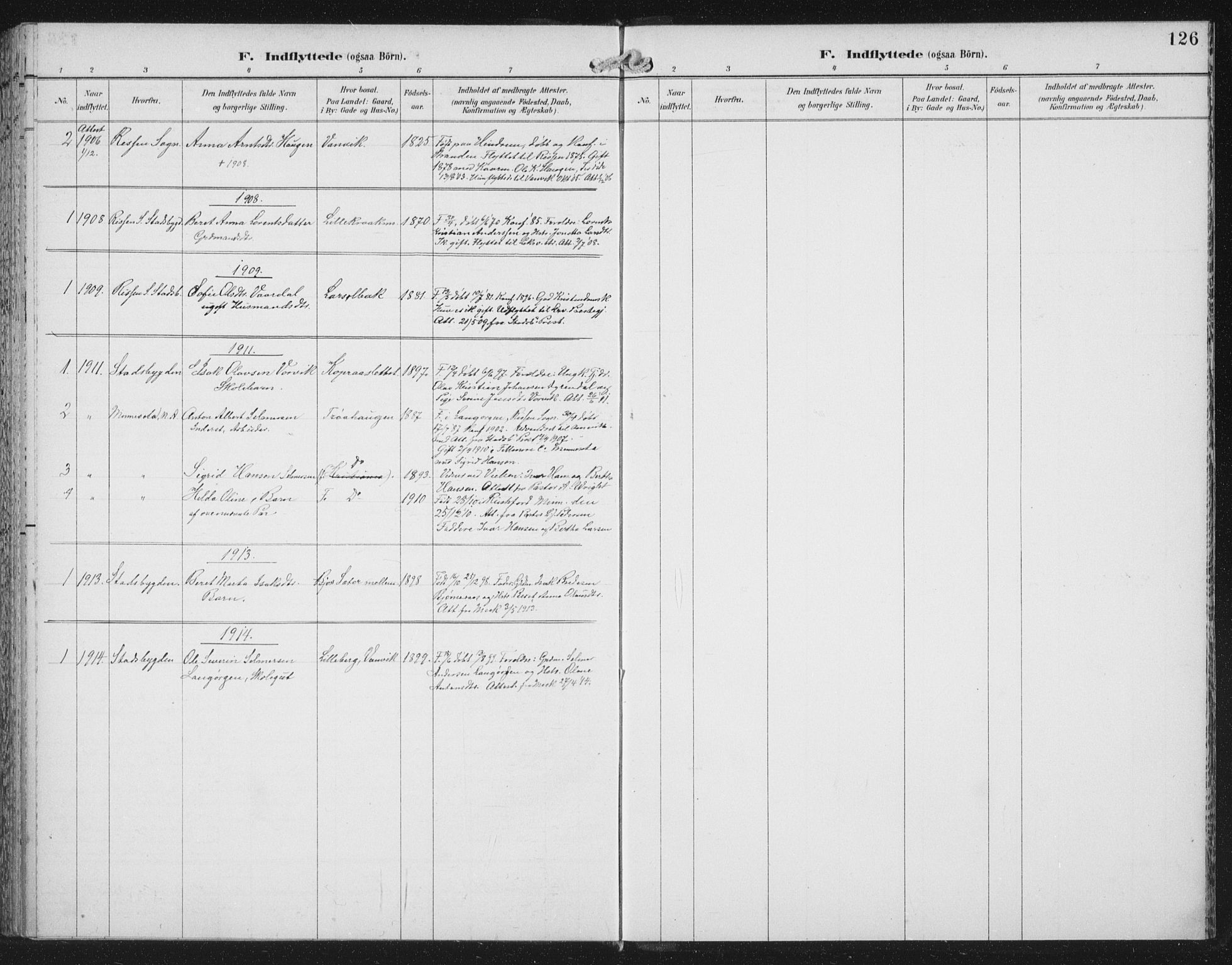 Ministerialprotokoller, klokkerbøker og fødselsregistre - Nord-Trøndelag, SAT/A-1458/702/L0024: Parish register (official) no. 702A02, 1898-1914, p. 126