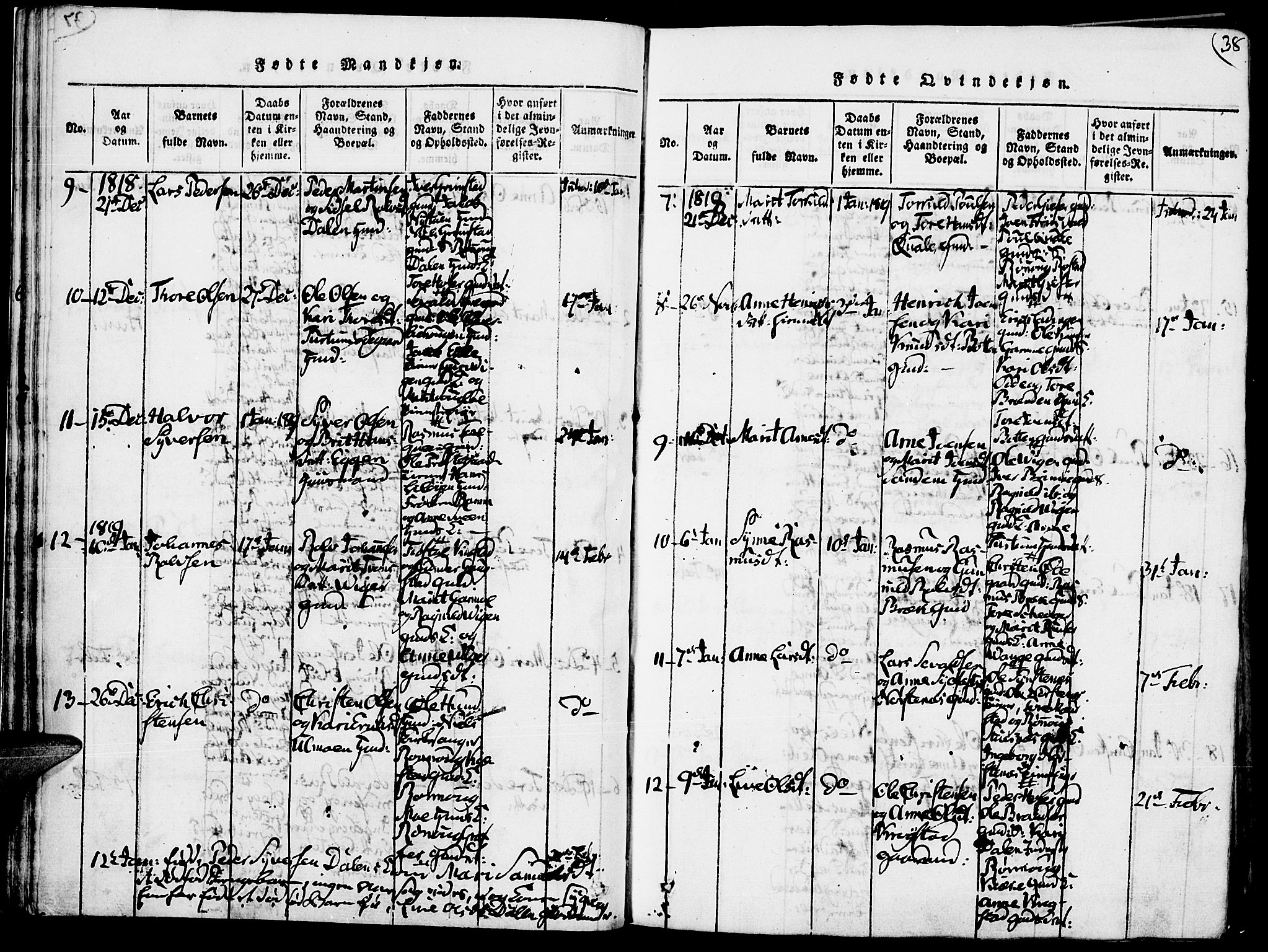 Lom prestekontor, SAH/PREST-070/K/L0004: Parish register (official) no. 4, 1815-1825, p. 38