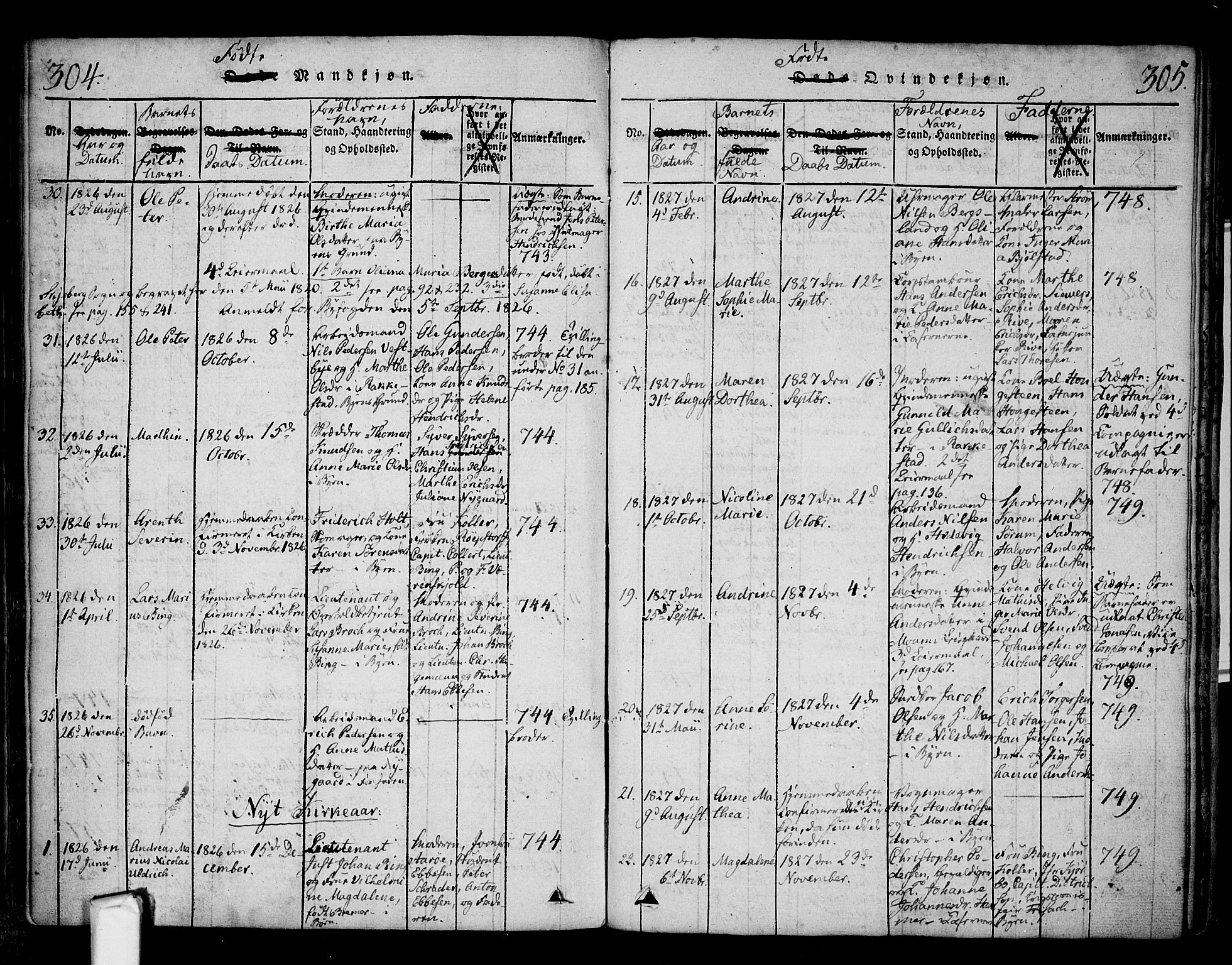 Fredrikstad prestekontor Kirkebøker, AV/SAO-A-11082/F/Fa/L0004: Parish register (official) no. 4, 1816-1834, p. 304-305