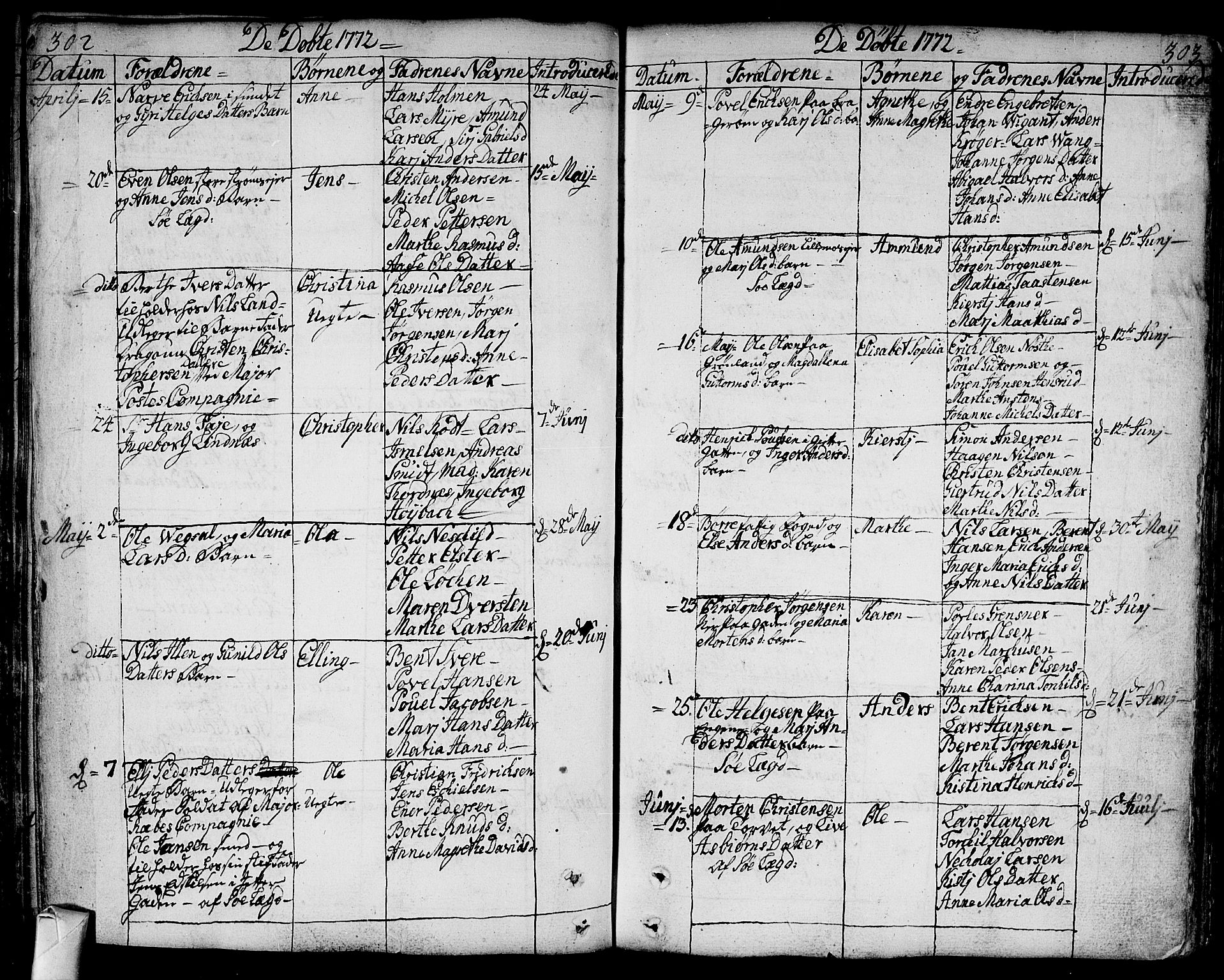 Bragernes kirkebøker, SAKO/A-6/F/Fa/L0005: Parish register (official) no. I 5, 1759-1781, p. 302-303