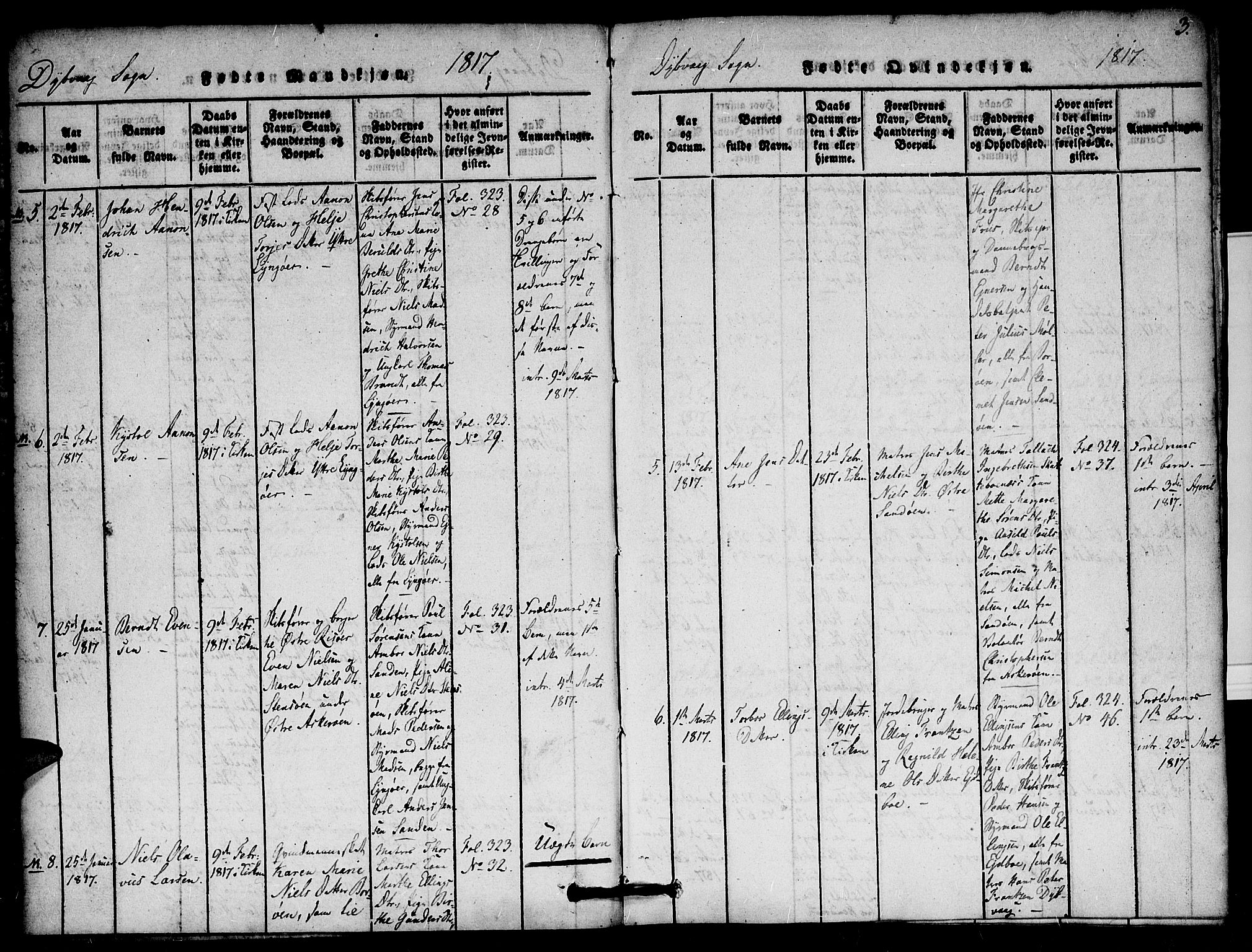 Dypvåg sokneprestkontor, AV/SAK-1111-0007/F/Fa/Faa/L0003: Parish register (official) no. A 3 /1, 1817-1824, p. 3