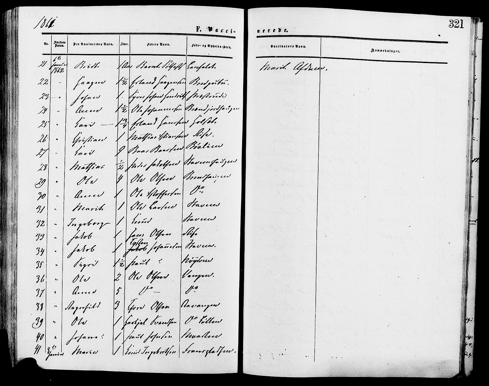 Lesja prestekontor, SAH/PREST-068/H/Ha/Haa/L0009: Parish register (official) no. 9, 1854-1889, p. 321