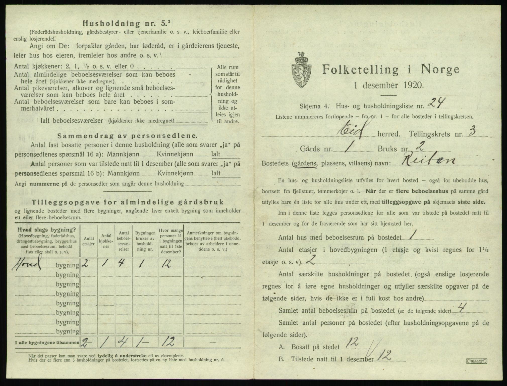 SAT, 1920 census for Eid, 1920, p. 165